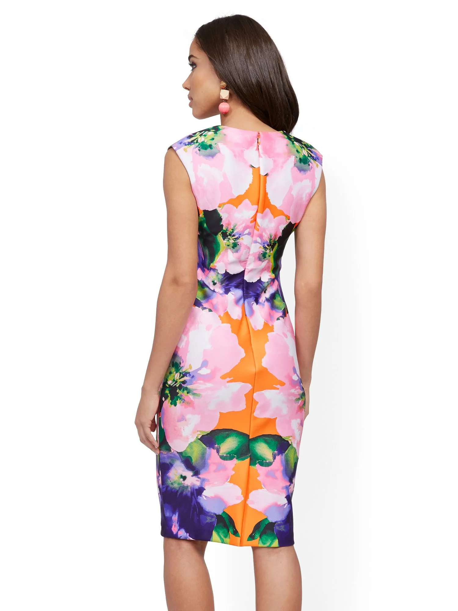 Orange Cap-Sleeve Sheath Dress - Image 3