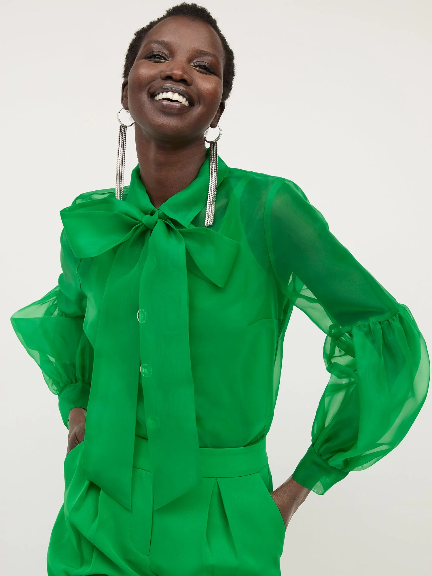Organza Jewel-Button Blouse - Image 2