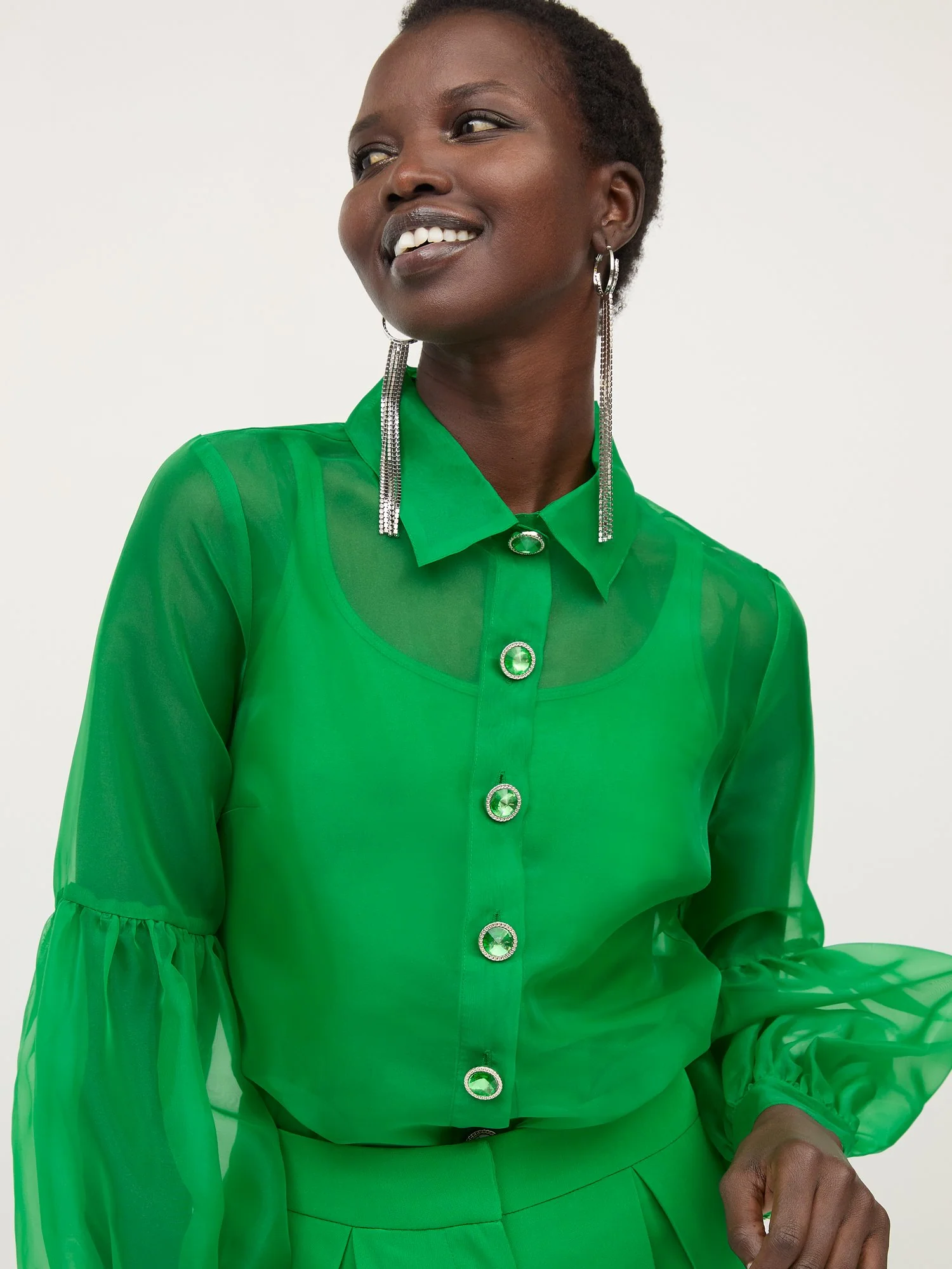 Organza Jewel-Button Blouse - Image 5
