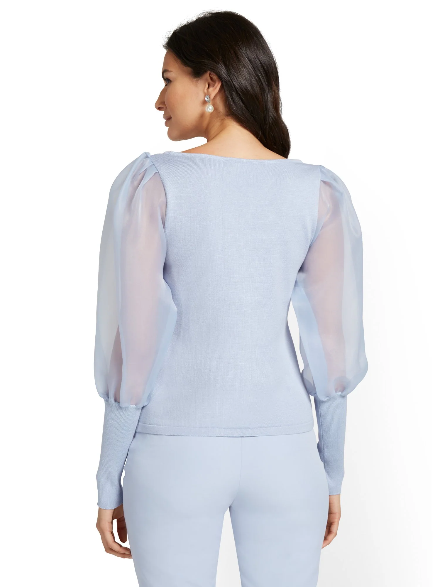 Organza-Sleeve Sweater - Image 3