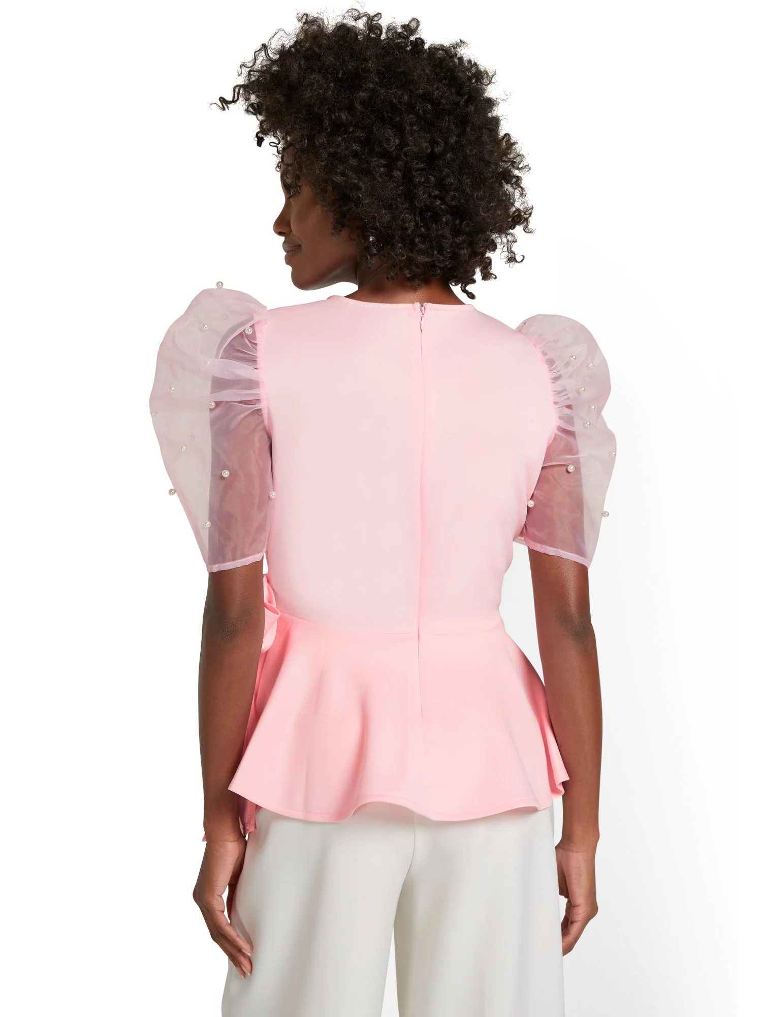 Organza-Sleeve Wrap Top - Image 3
