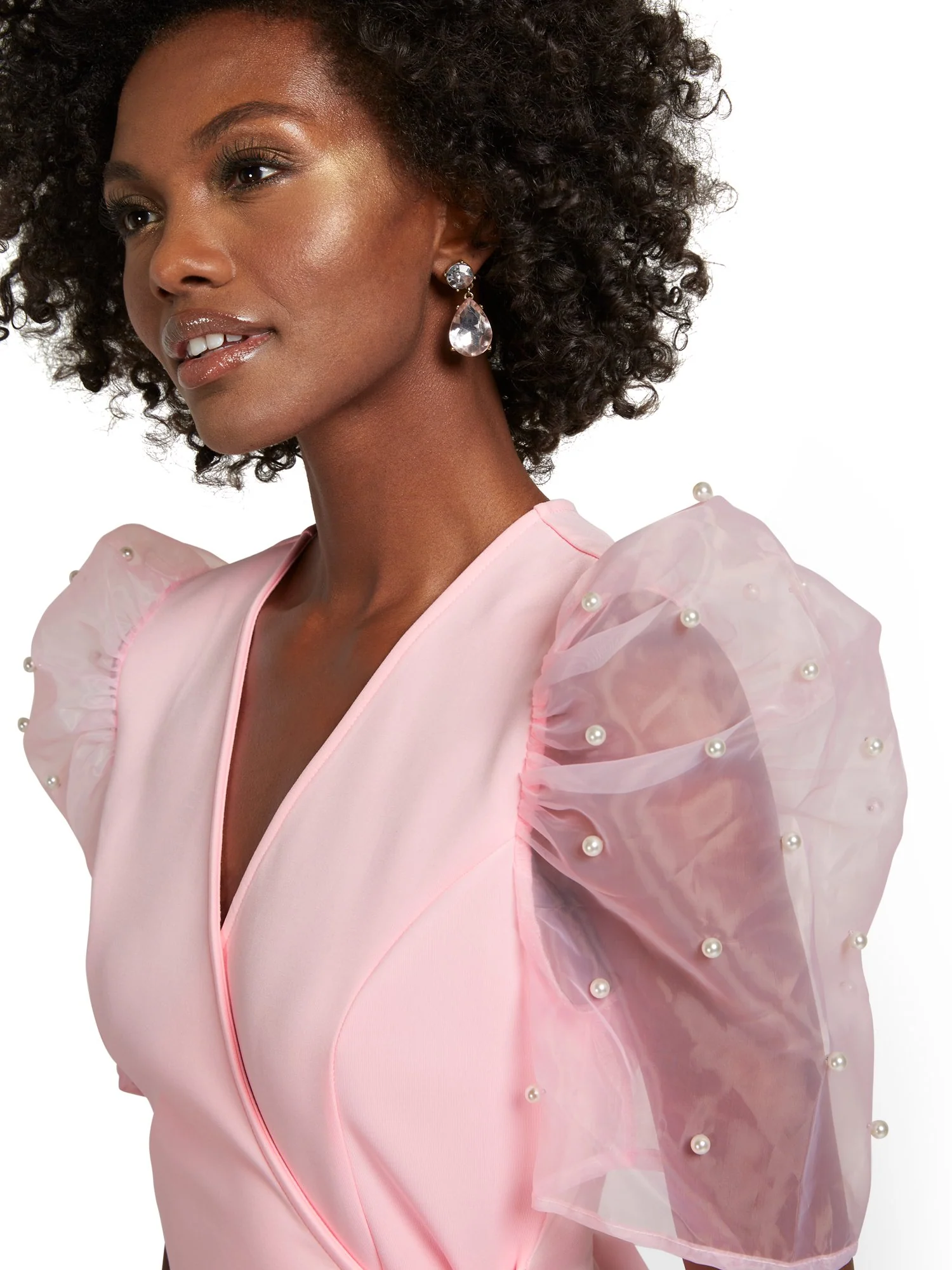 Organza-Sleeve Wrap Top - Image 4