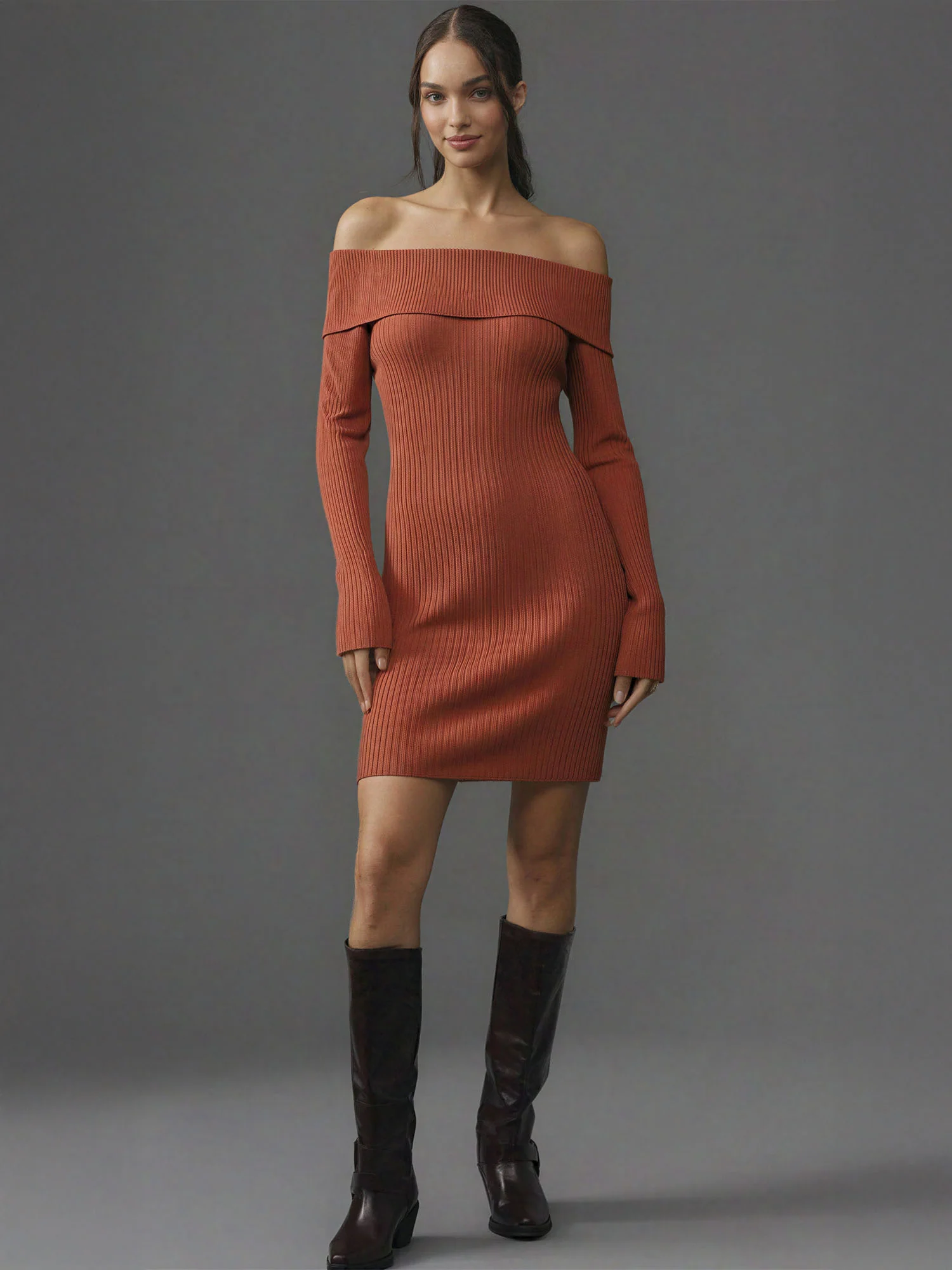 Off The Shoulder Sweater Mini Dress