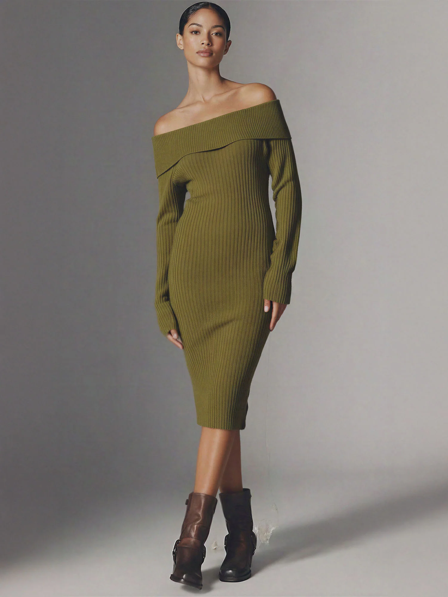 Off The Shoulder Sweater Mini Dress - Image 6
