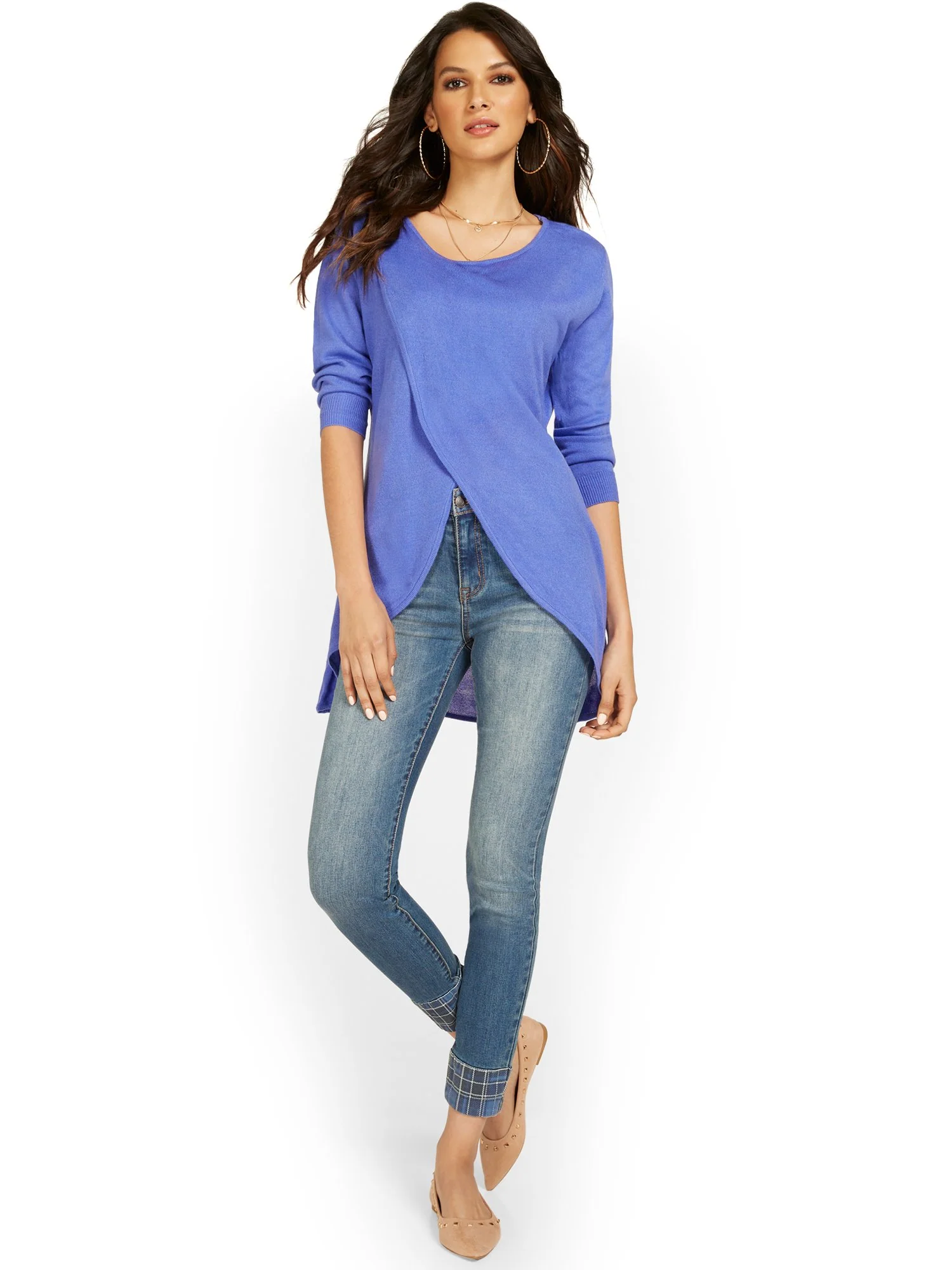 Overlap-Hem Tunic Sweater - Image 14