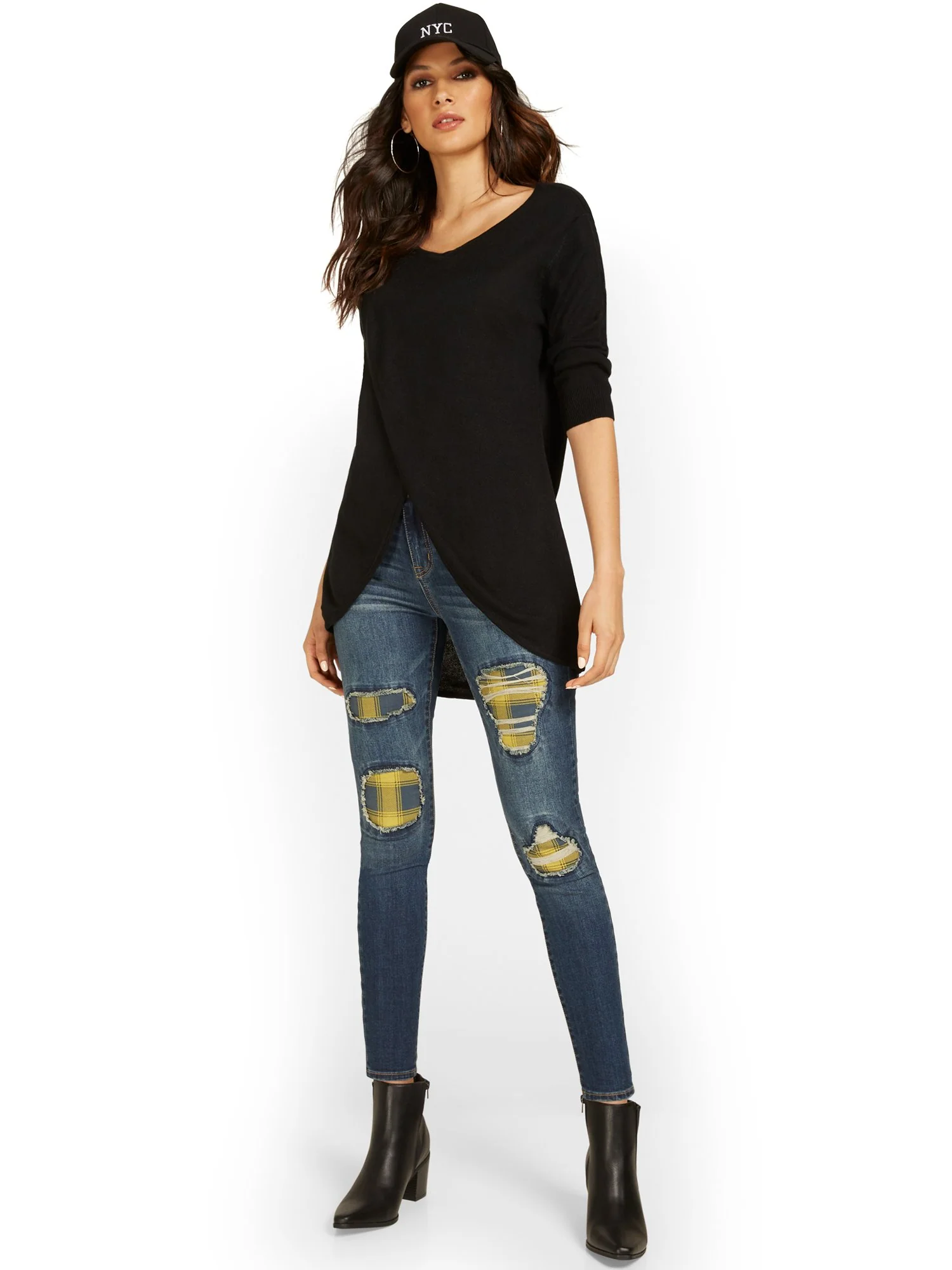 Overlap-Hem Tunic Sweater - Image 2