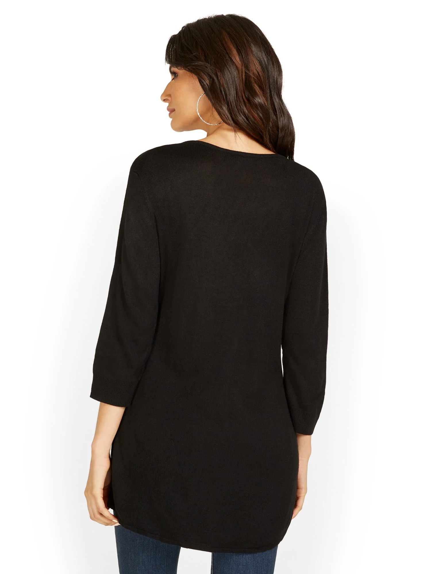 Overlap-Hem Tunic Sweater - Image 3