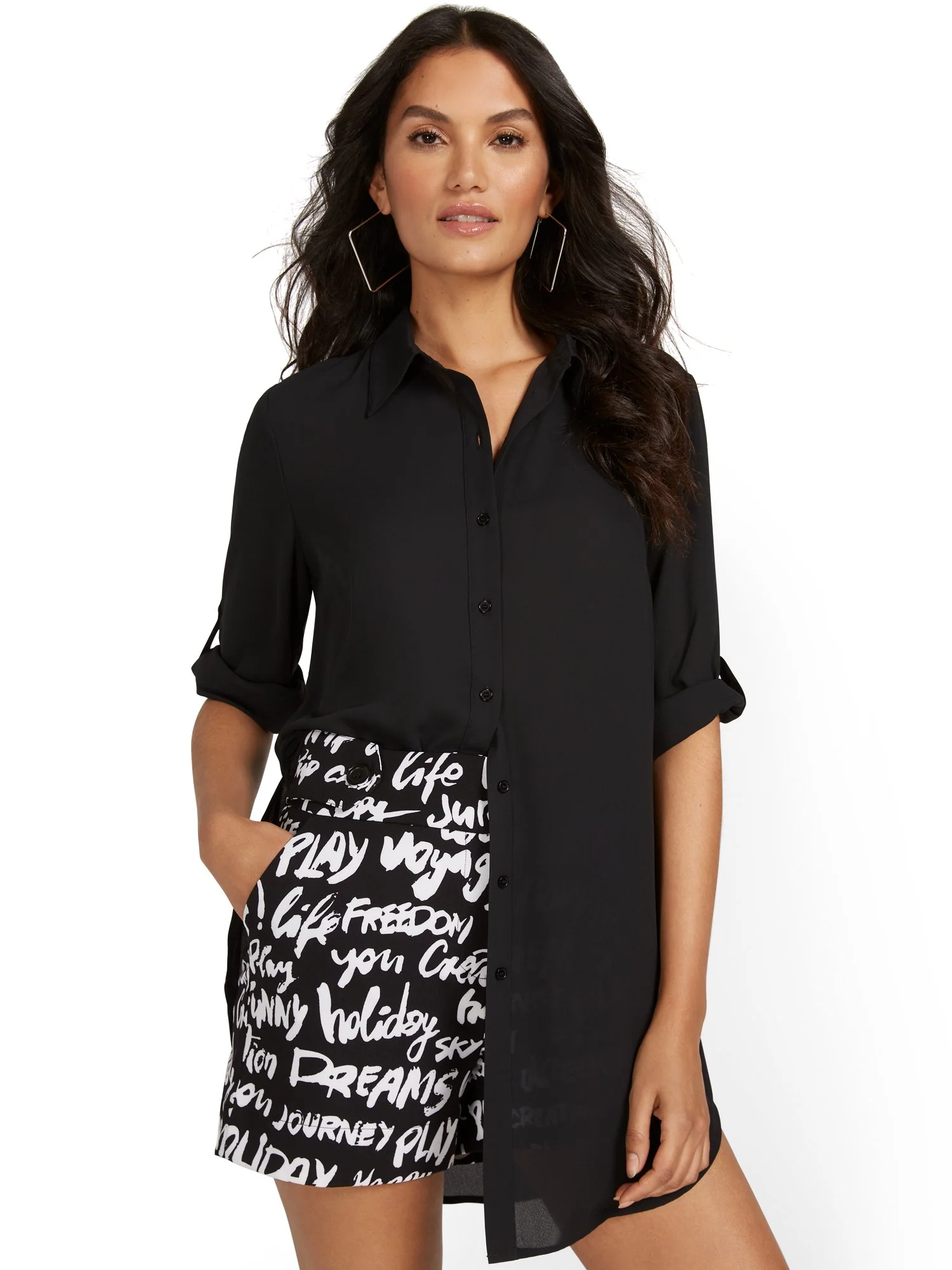 Oversized Button-Down Top - Image 2