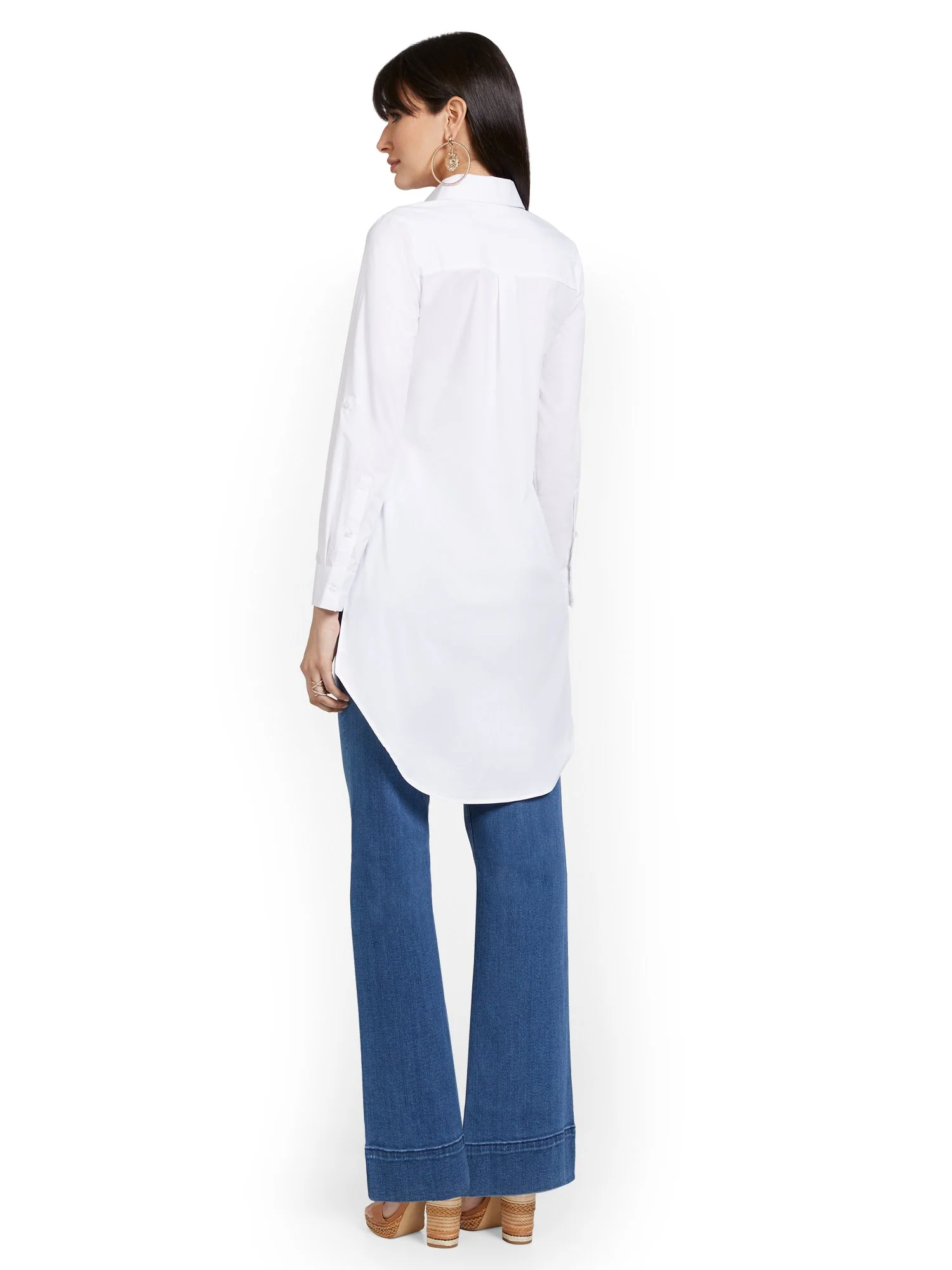 Oversized Button-Up Poplin Top - Image 3