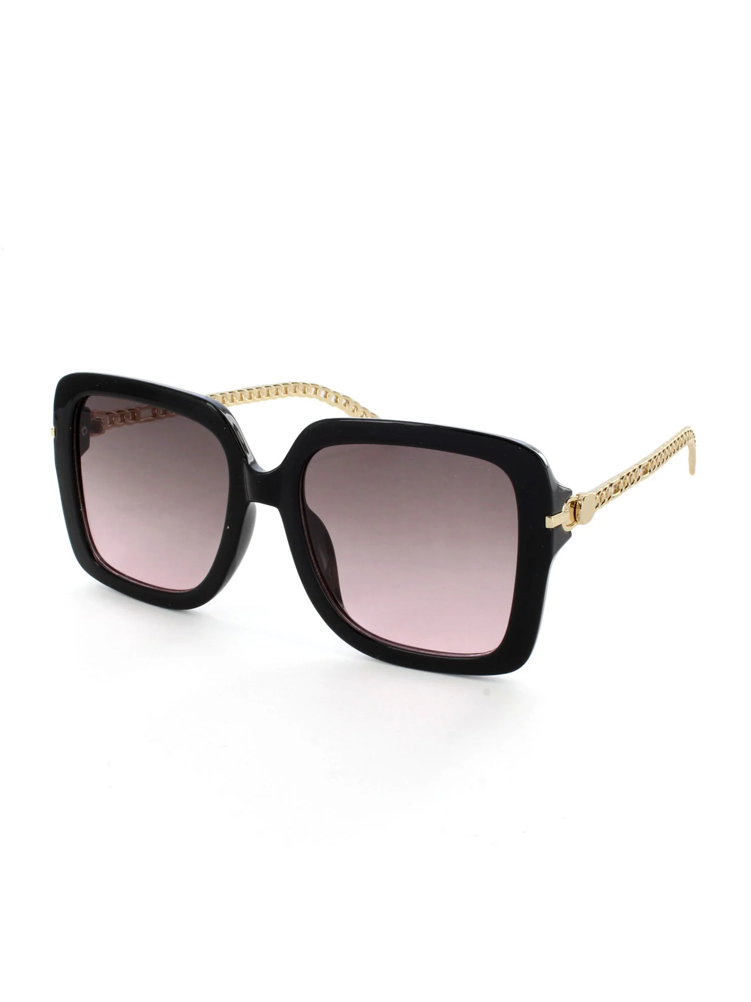 Oversized Square Metal Chainlink Temple Sunglasses - Image 2