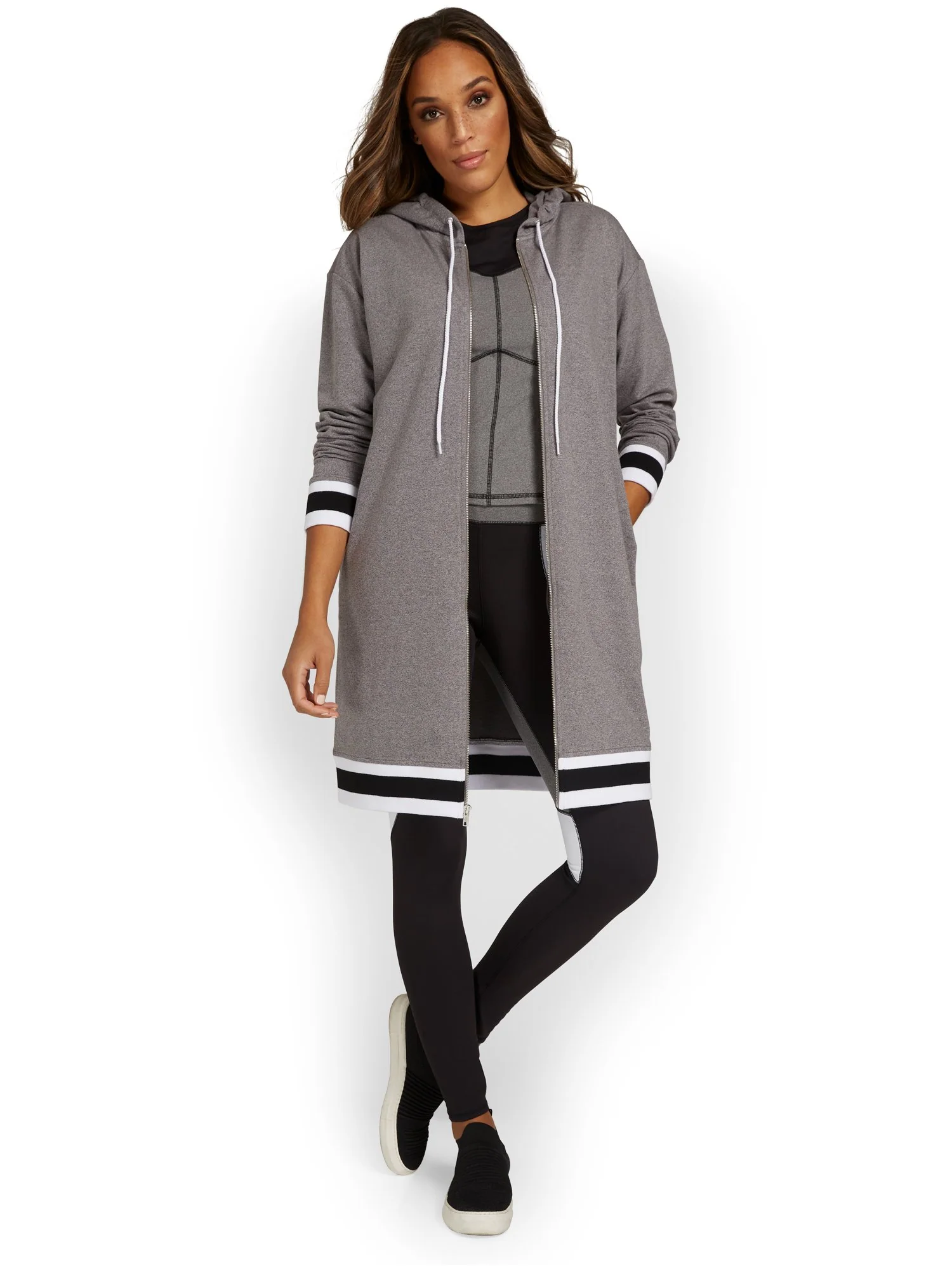 Oversized Zip-Front French Terry Hoodie Jacket - Image 5