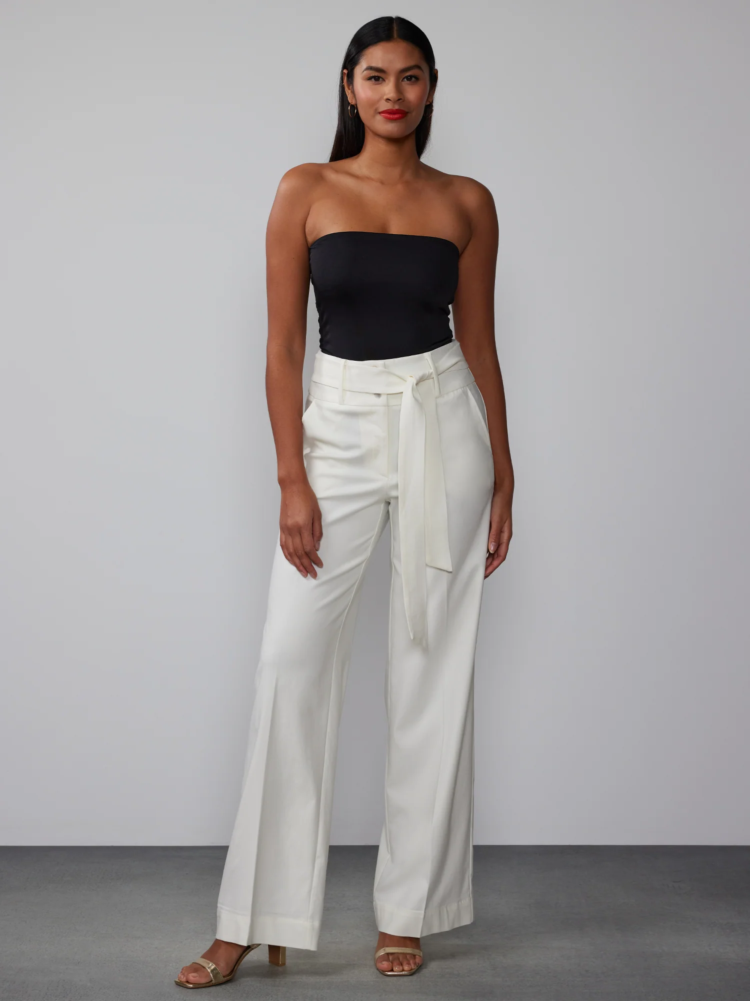 Petite Wide Leg Tie Waist Pant