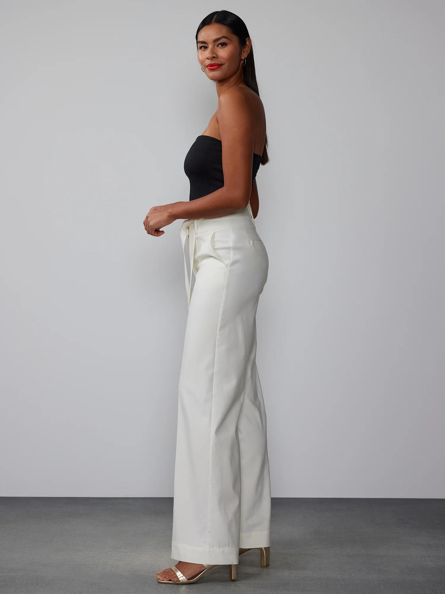 Petite Wide Leg Tie Waist Pant - Image 2