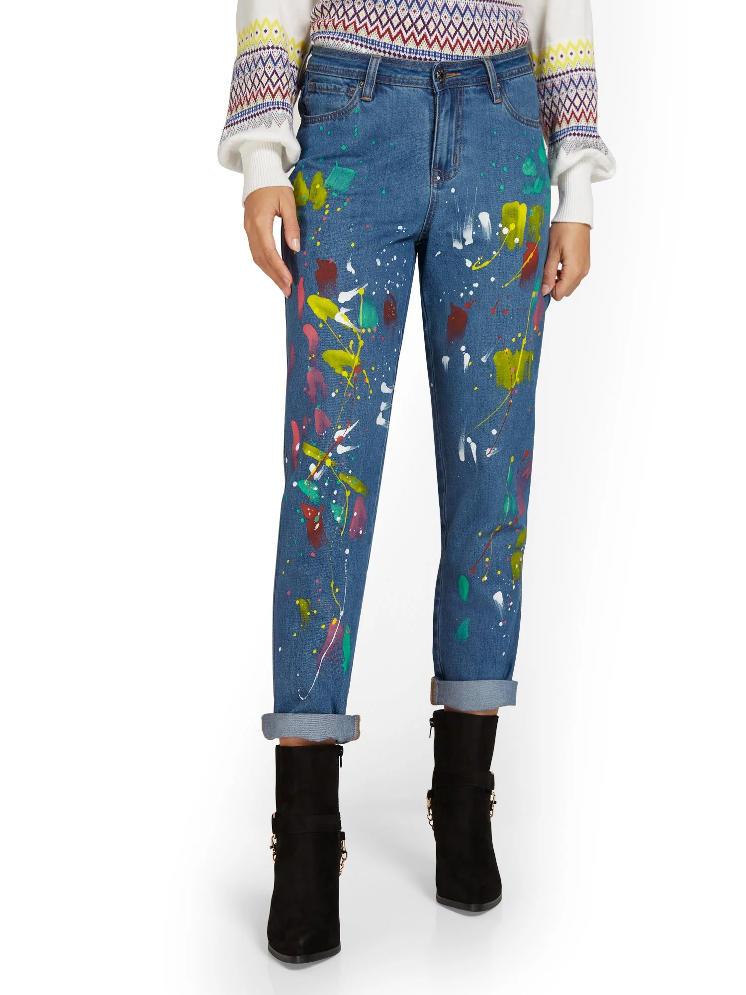 Paint Splatter Boyfriend Jeans - Image 5
