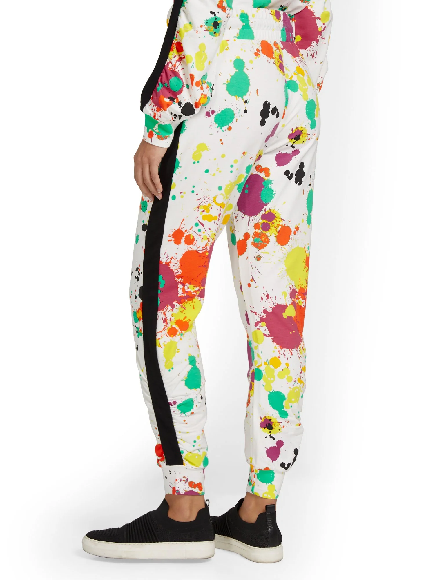 Paint-Splatter Ruched Colorblock French Terry Jogger Pant - Image 3