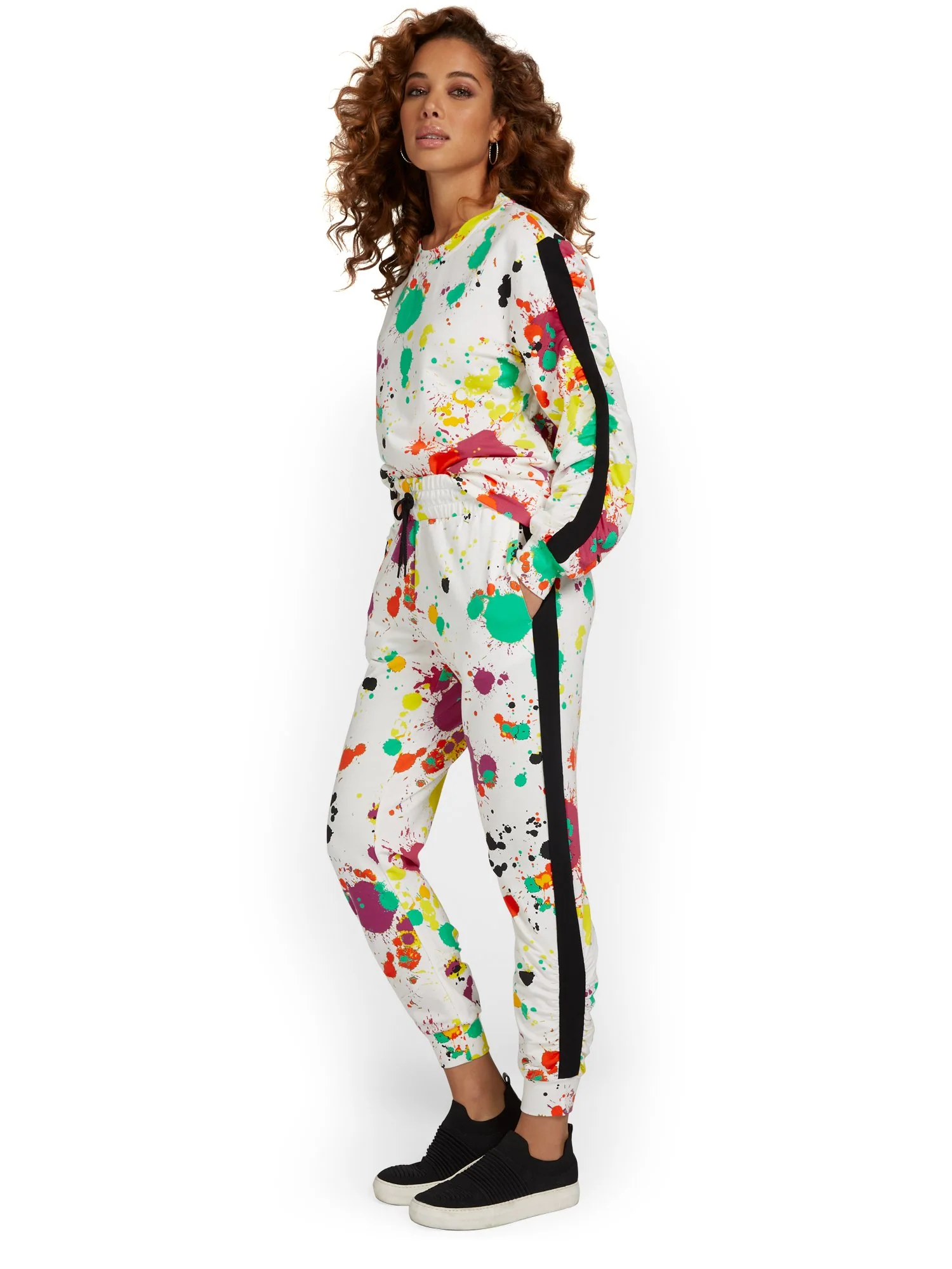 Paint-Splatter Ruched Colorblock French Terry Jogger Pant - Image 5