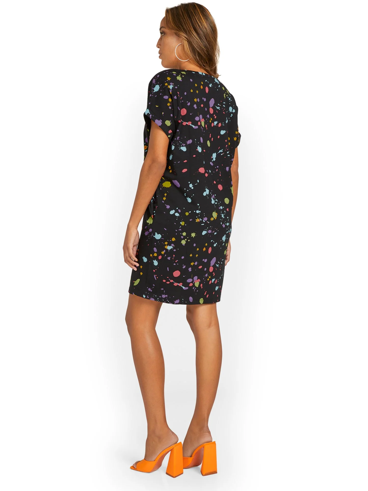 Paint-Splatter V-Neck Perfect Tee Dress - Image 3