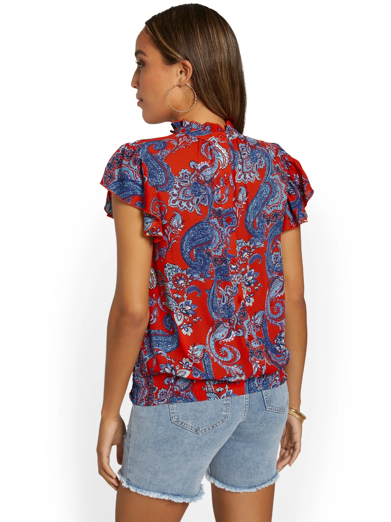 Paisley Button-Back Cut-Out Top - Image 3