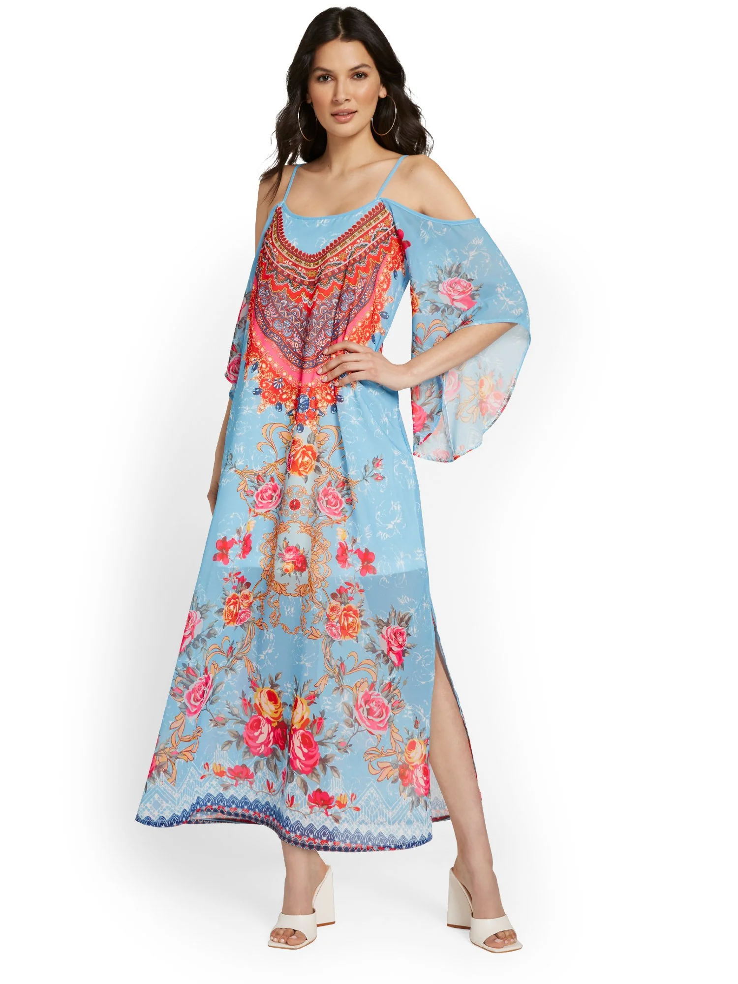 Paisley Cold-Shoulder Kaftan Dress - Image 2