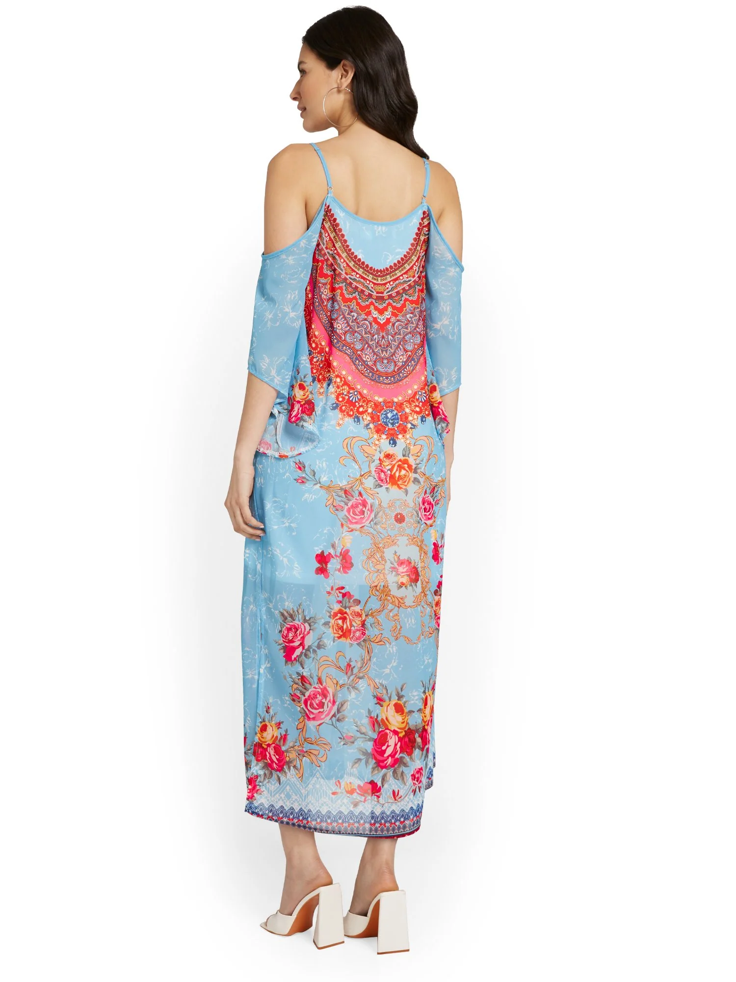 Paisley Cold-Shoulder Kaftan Dress - Image 3