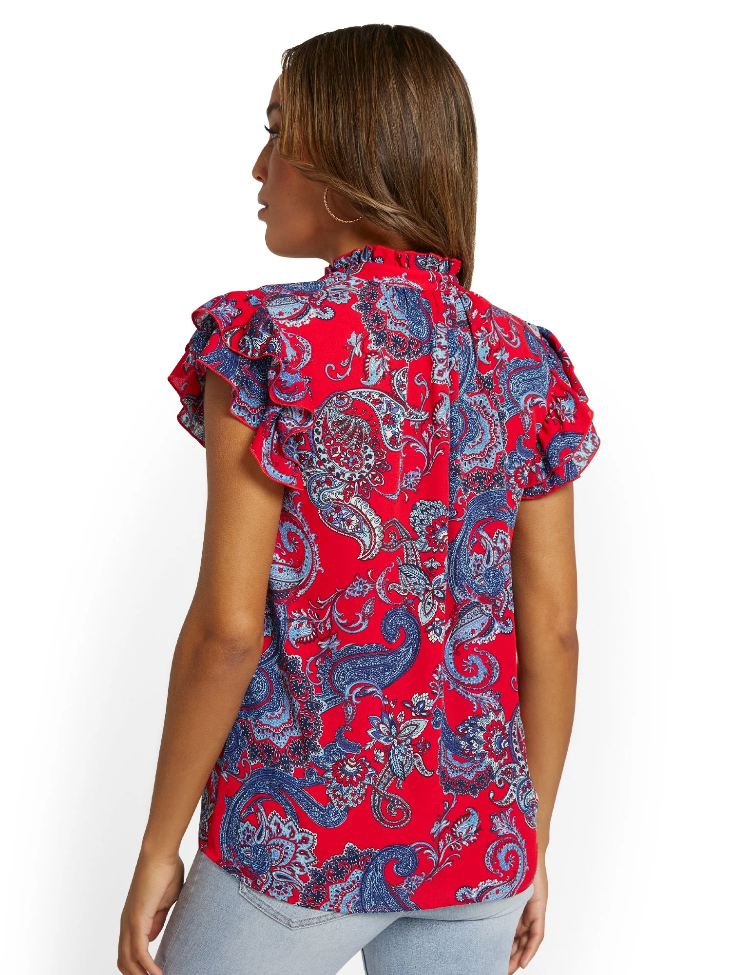 Paisley Flounce-Sleeve Top - Image 3