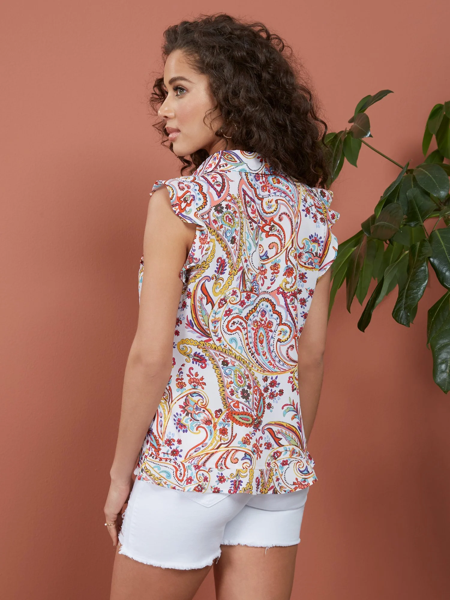 Paisley Flouncy Sleeveless Top - Image 3