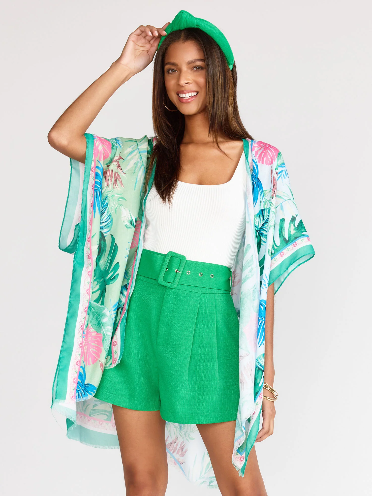 Palm Leaf Print Kimono - Image 2