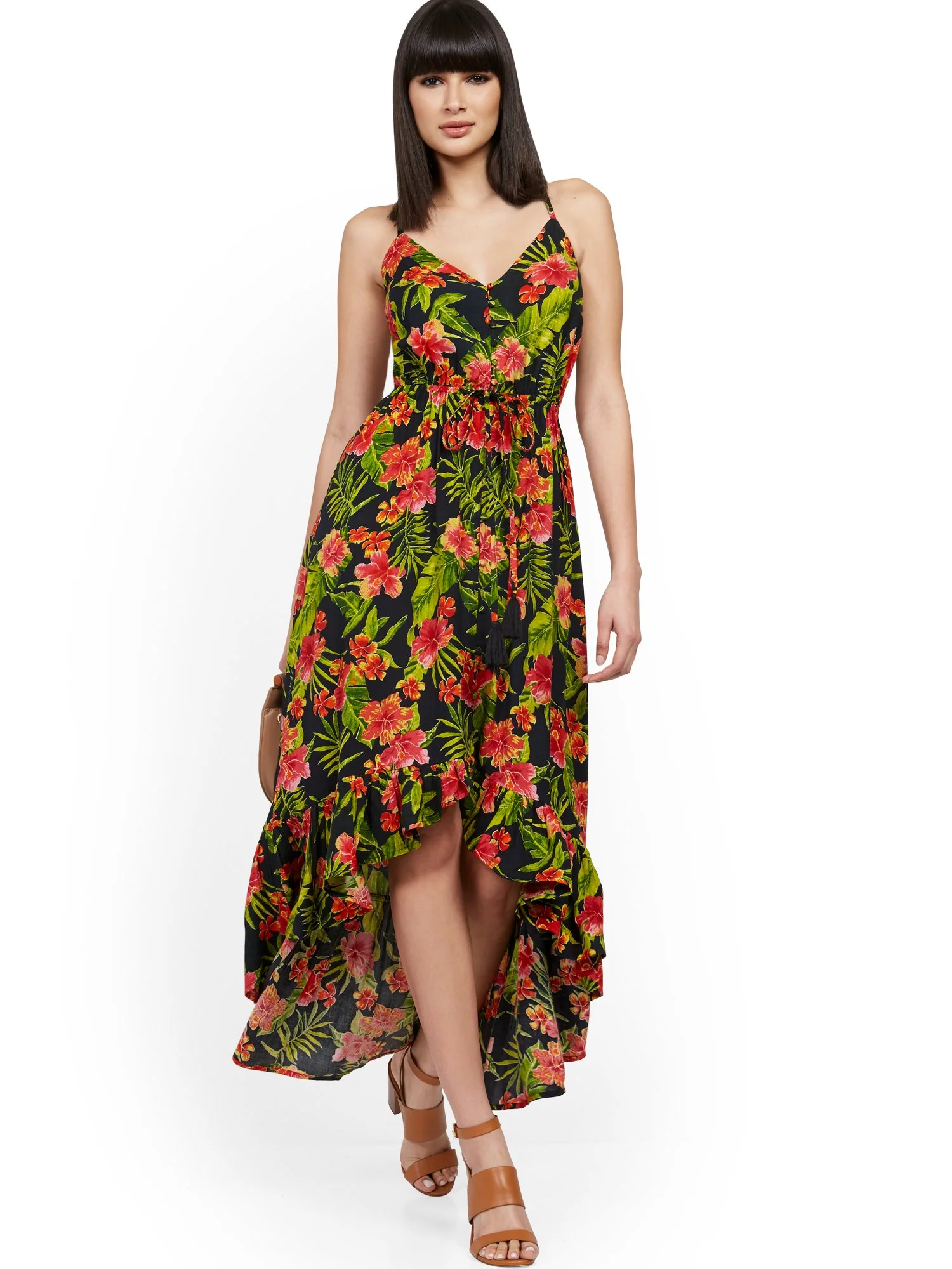 Palm Print Hi-Lo Maxi Dress - Image 4