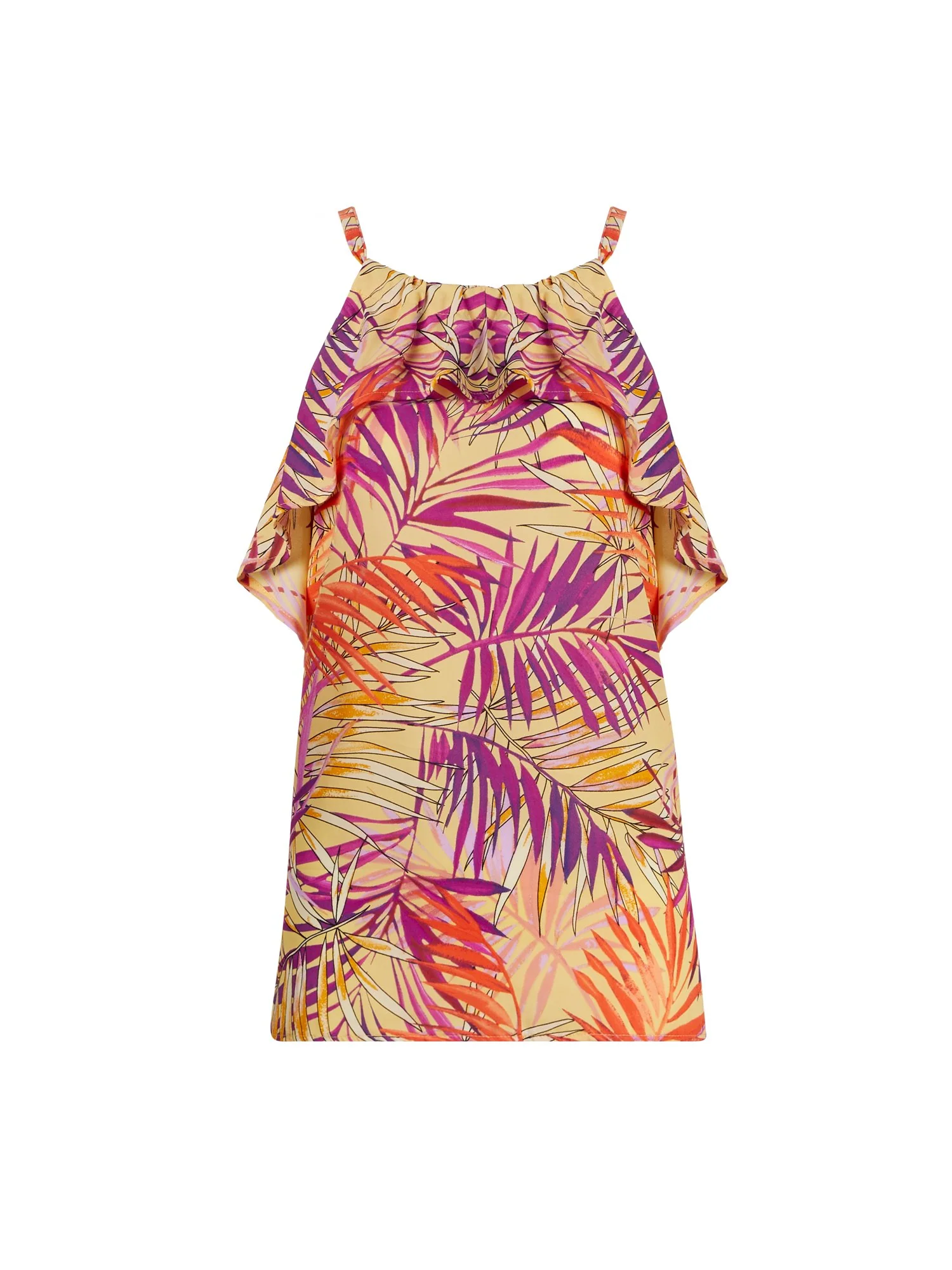 Palm Print Ruffled Shirred Halter Top - Image 6