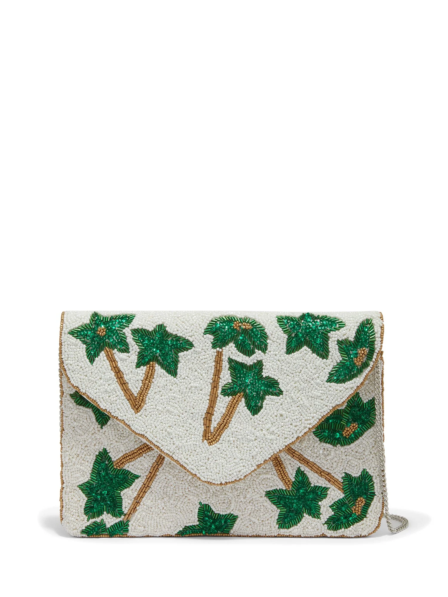 Palm Tree-Beaded Clutch