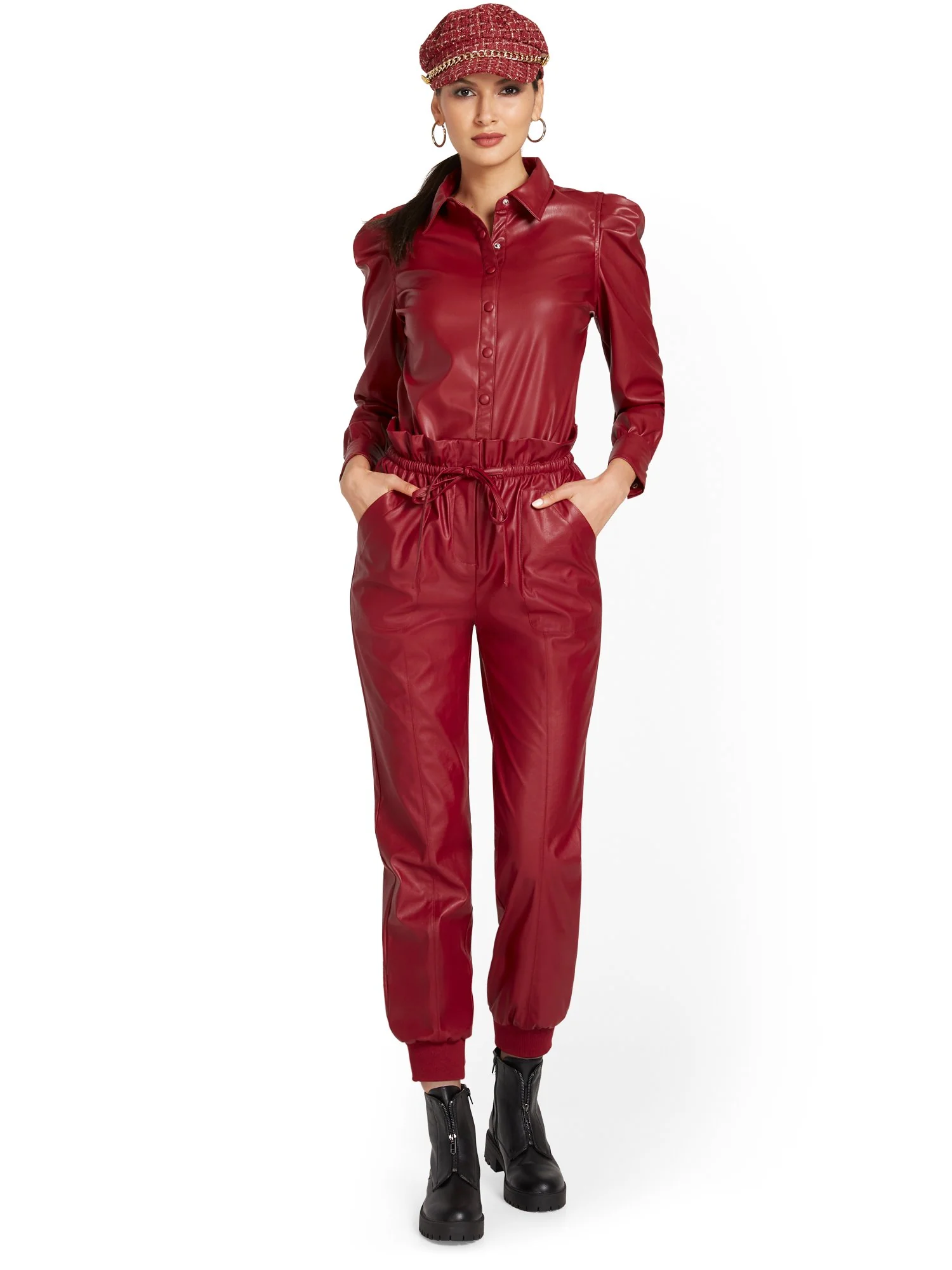 Paperbag-Waist Faux-Leather Jogger Pant - Image 8