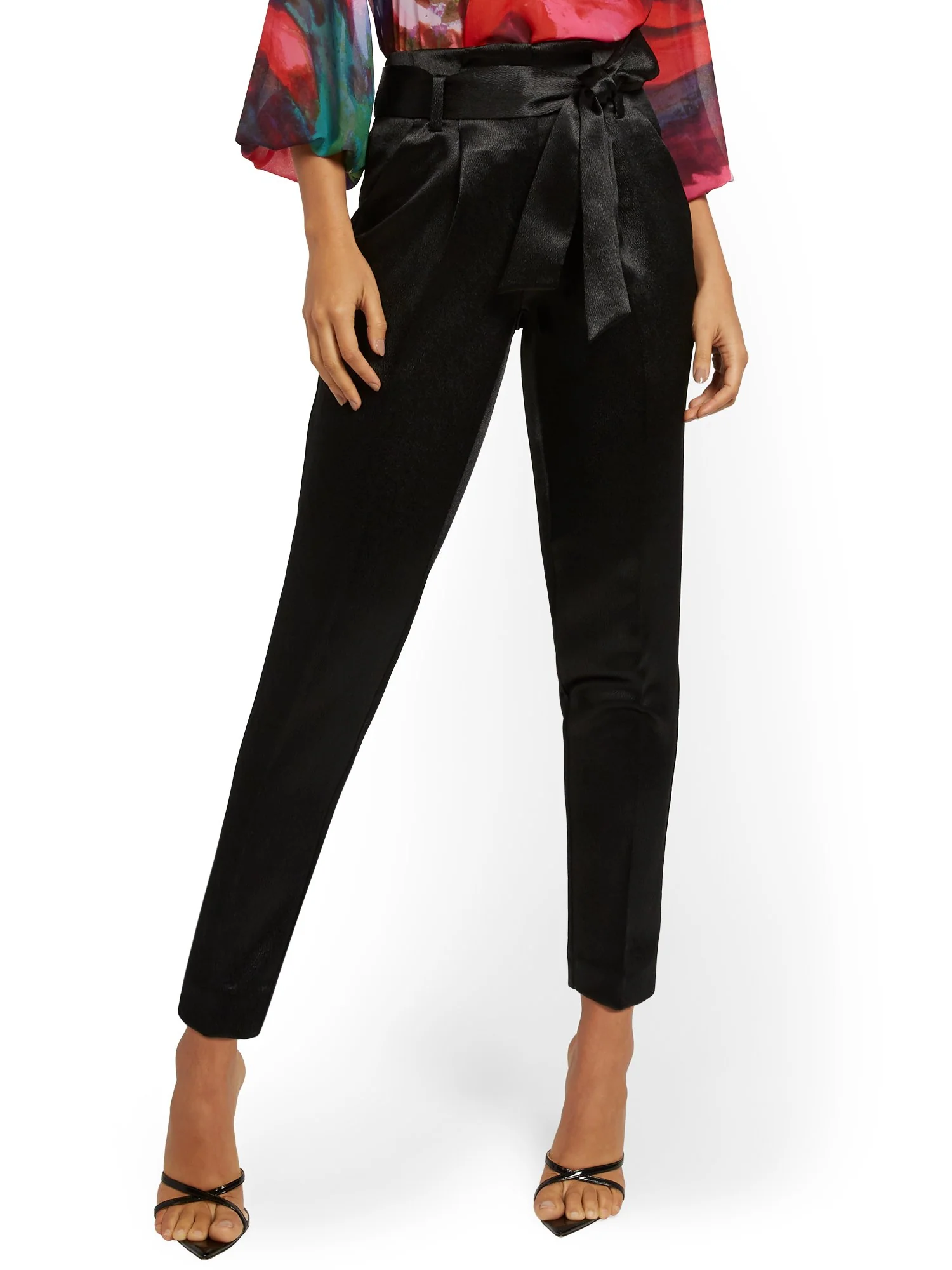Paperbag-Waist Slim Pant with Tie - Image 2