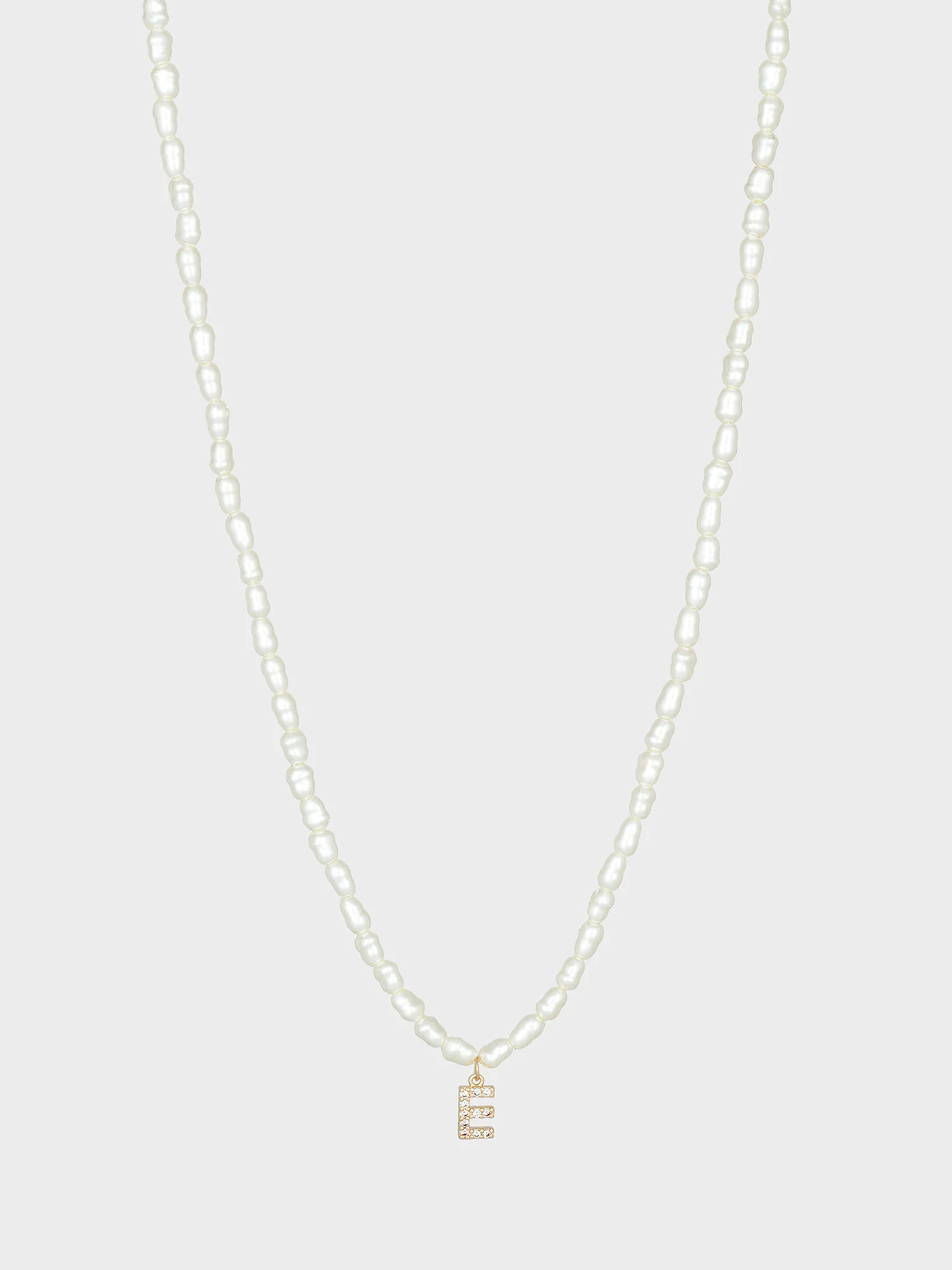 La Radiant Pearl Beaded Initial "E" Necklace - Brands We Love