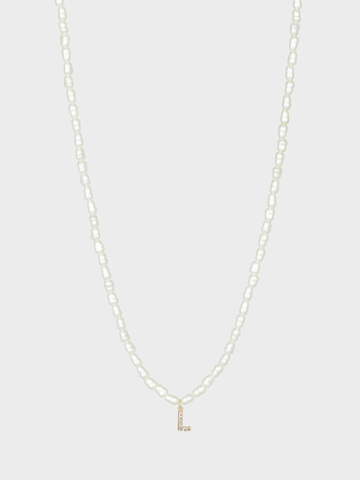 La Radiant Pearl Beaded Initial "L" Necklace - Brands We Love