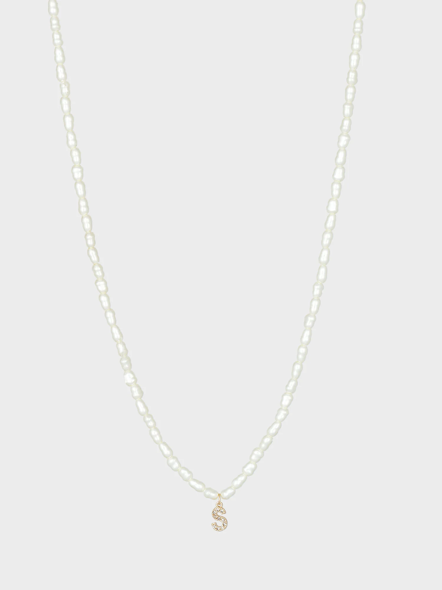 La Radiant Pearl Beaded Initial "S" Necklace - Brands We Love