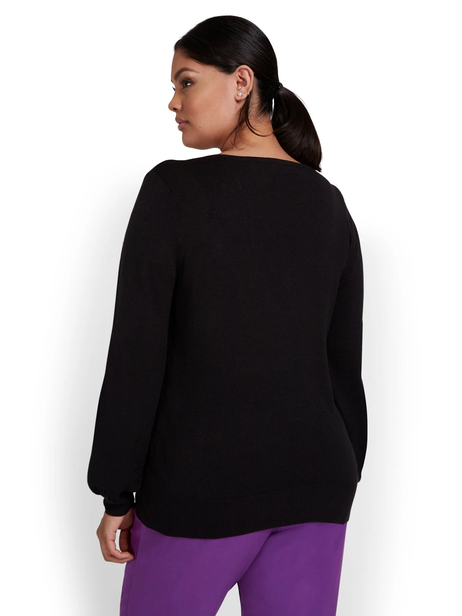 Pearl-Embellished Pullover Sweater - Image 3