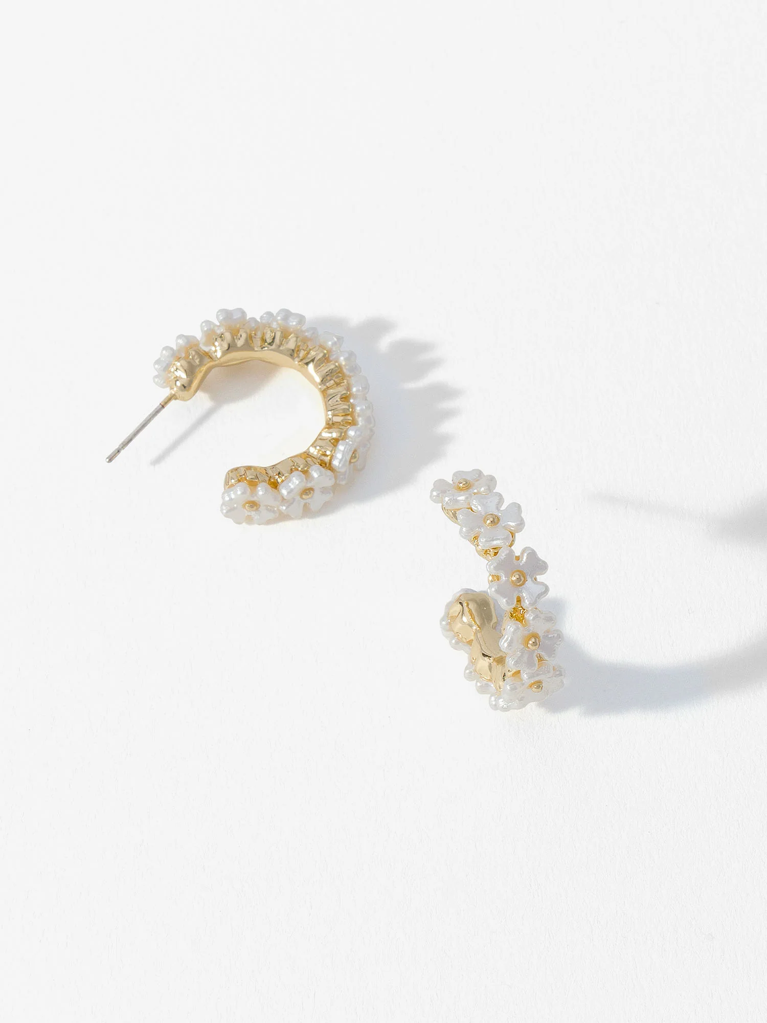 Pearl Floral Hoop Earring