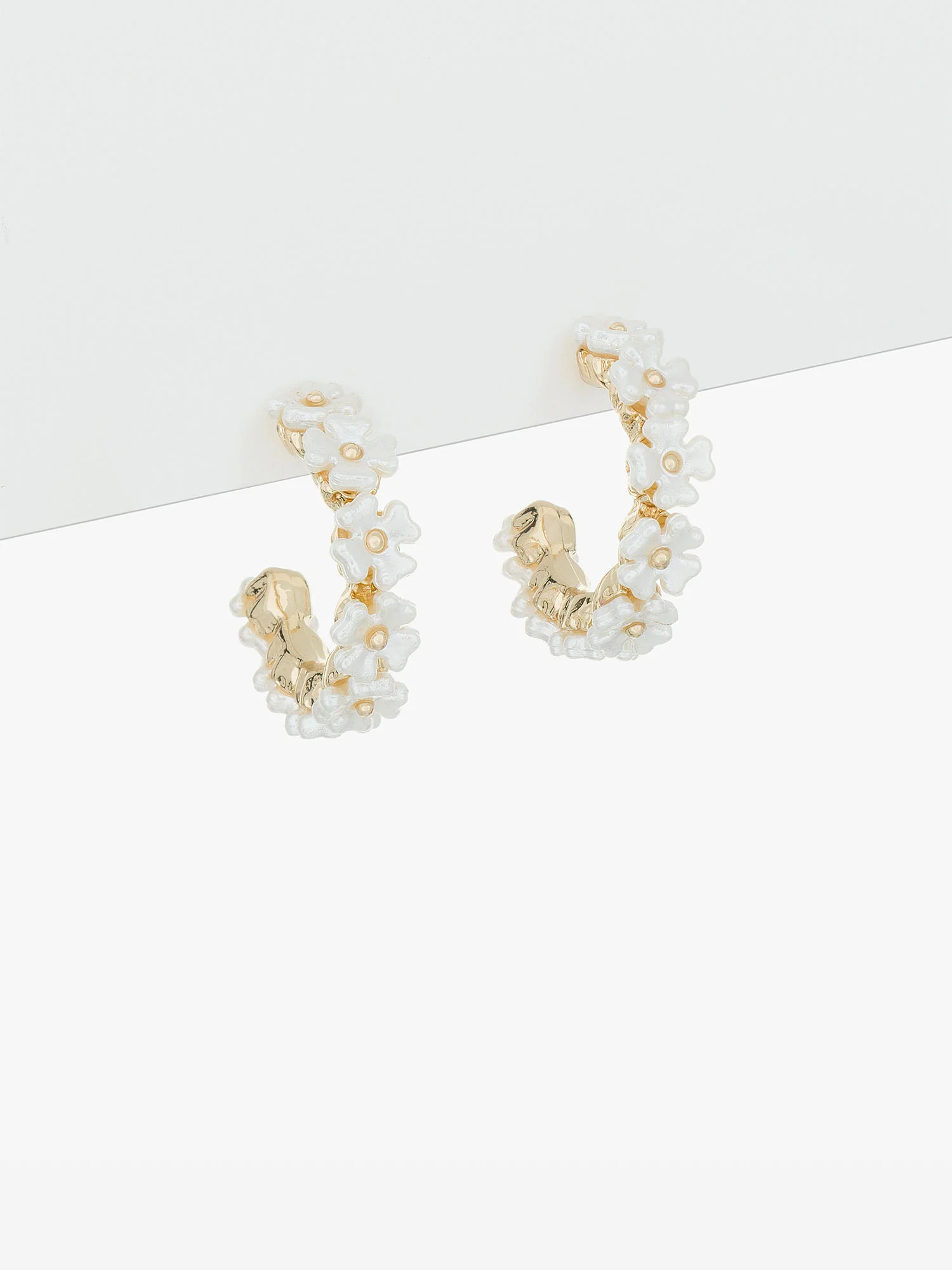 Pearl Floral Hoop Earring - Image 2