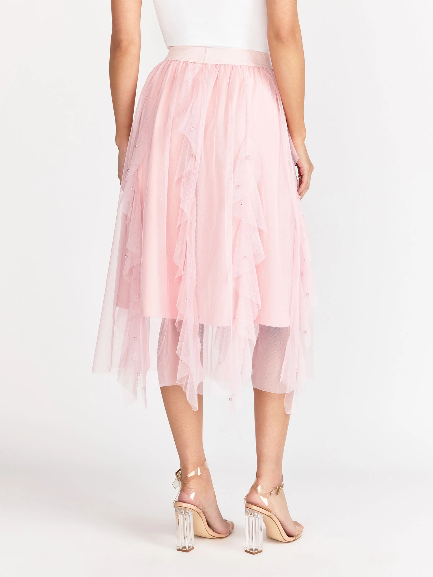 Pearl Mesh Ruffled Midi Skirt - Lena - Image 5