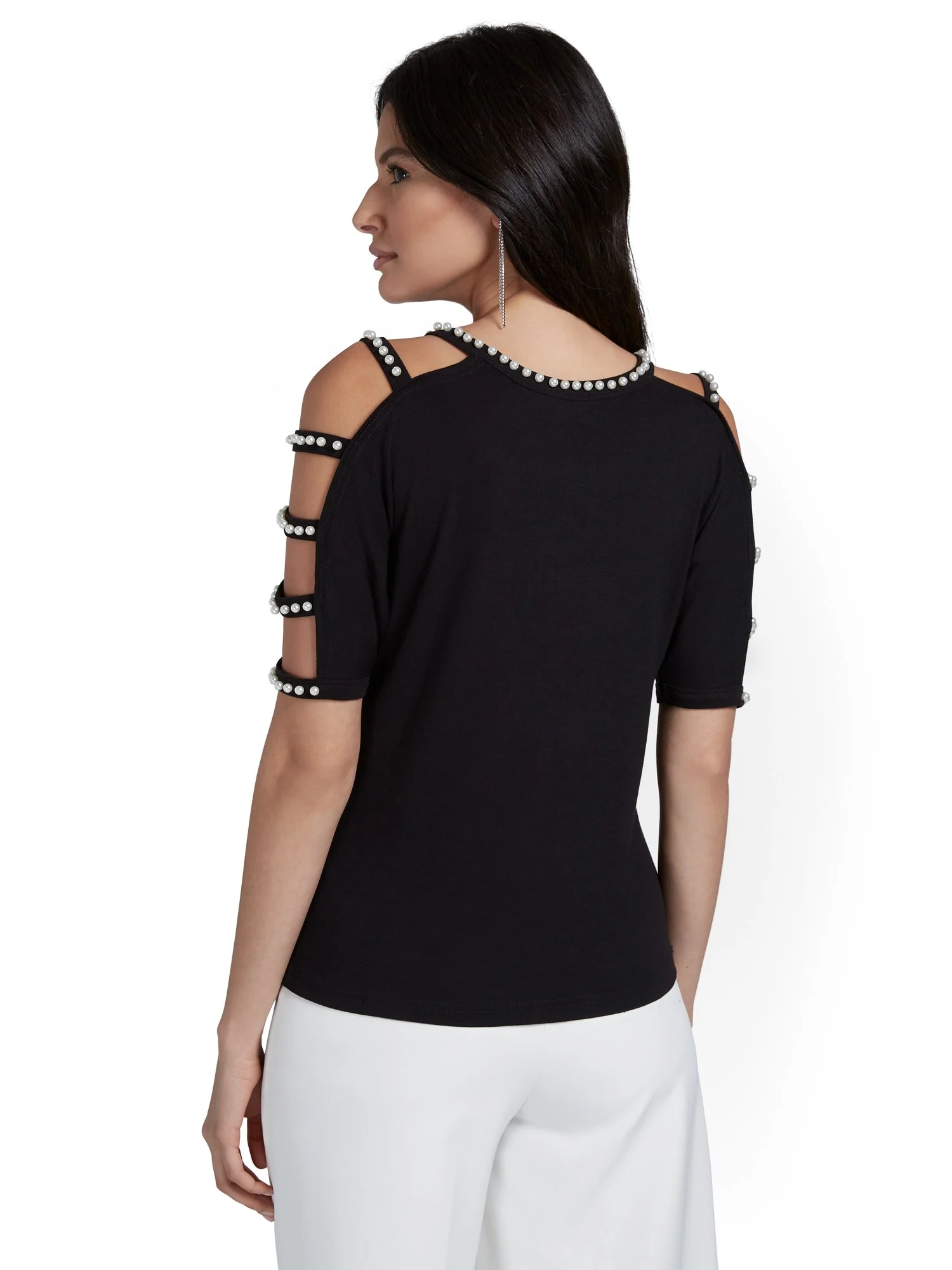 Pearl-Sleeve Knit Top - Image 3