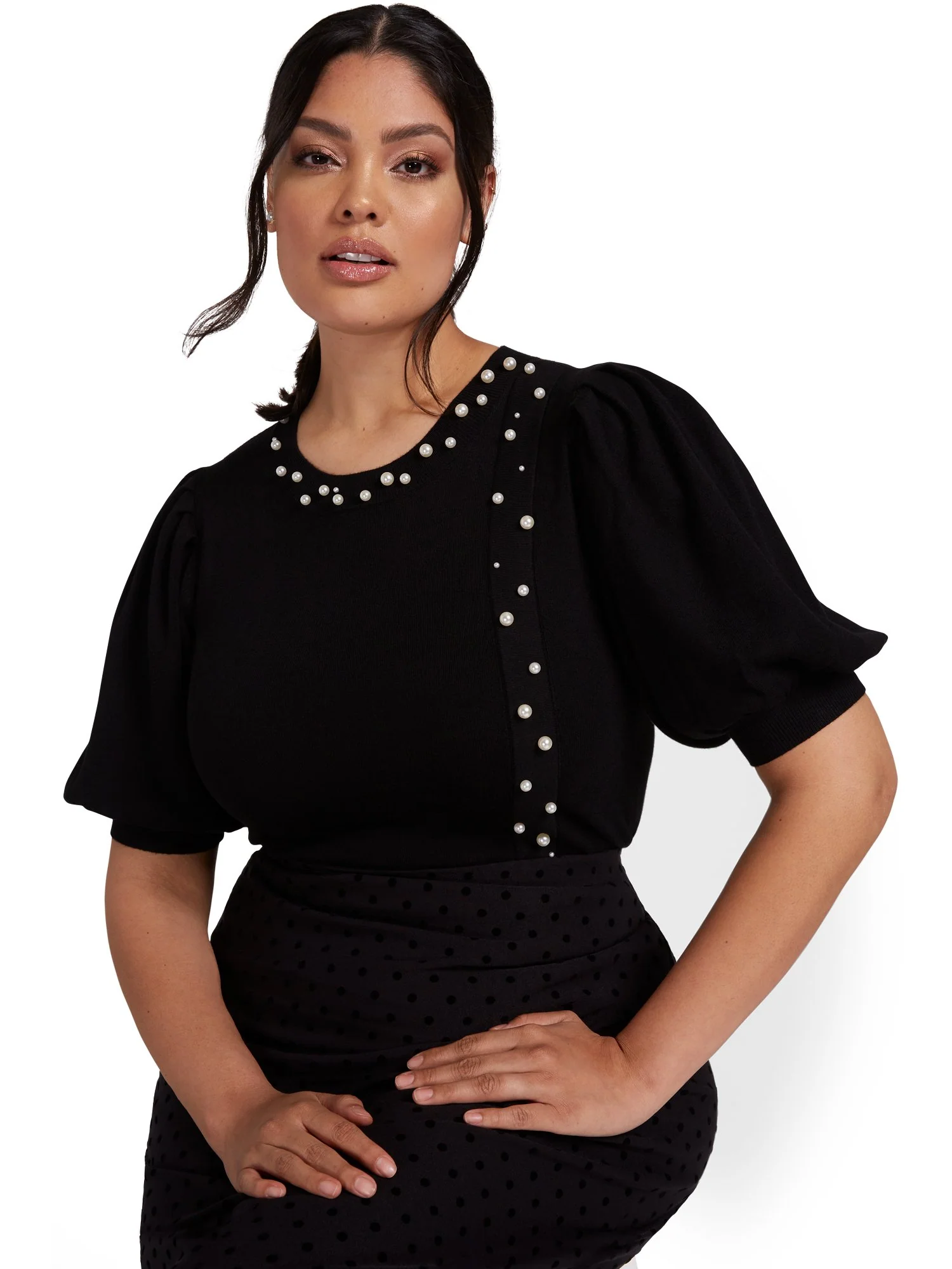 Pearl-Trim Sweater