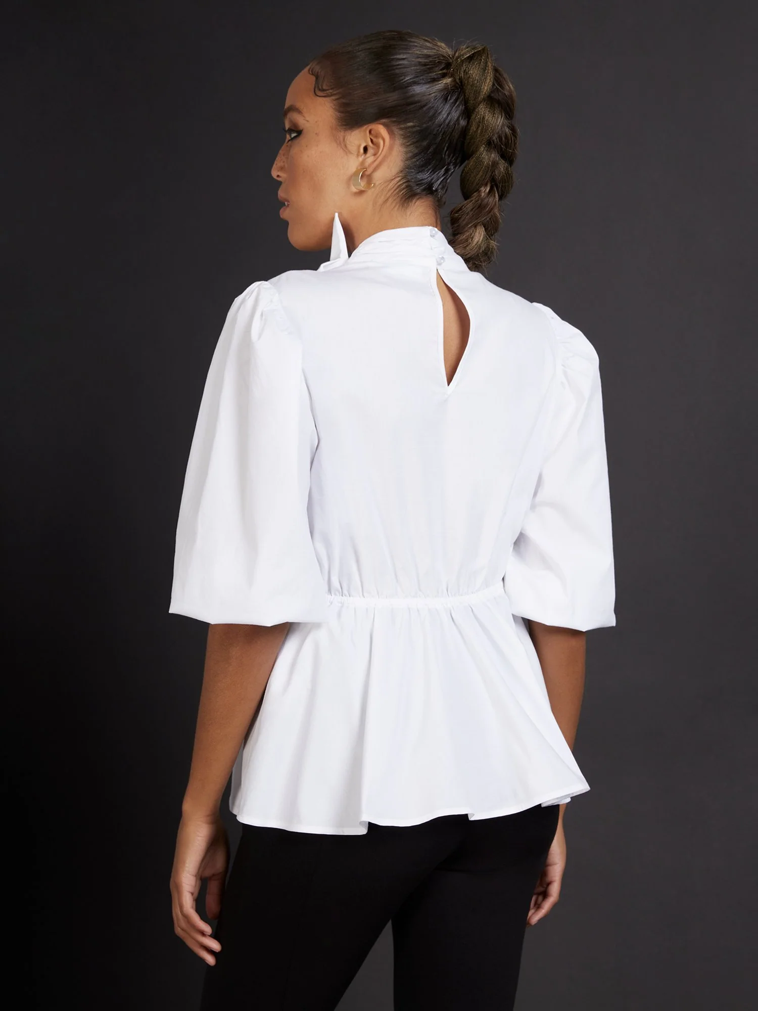 Peplum Bow Poplin Top - Image 3