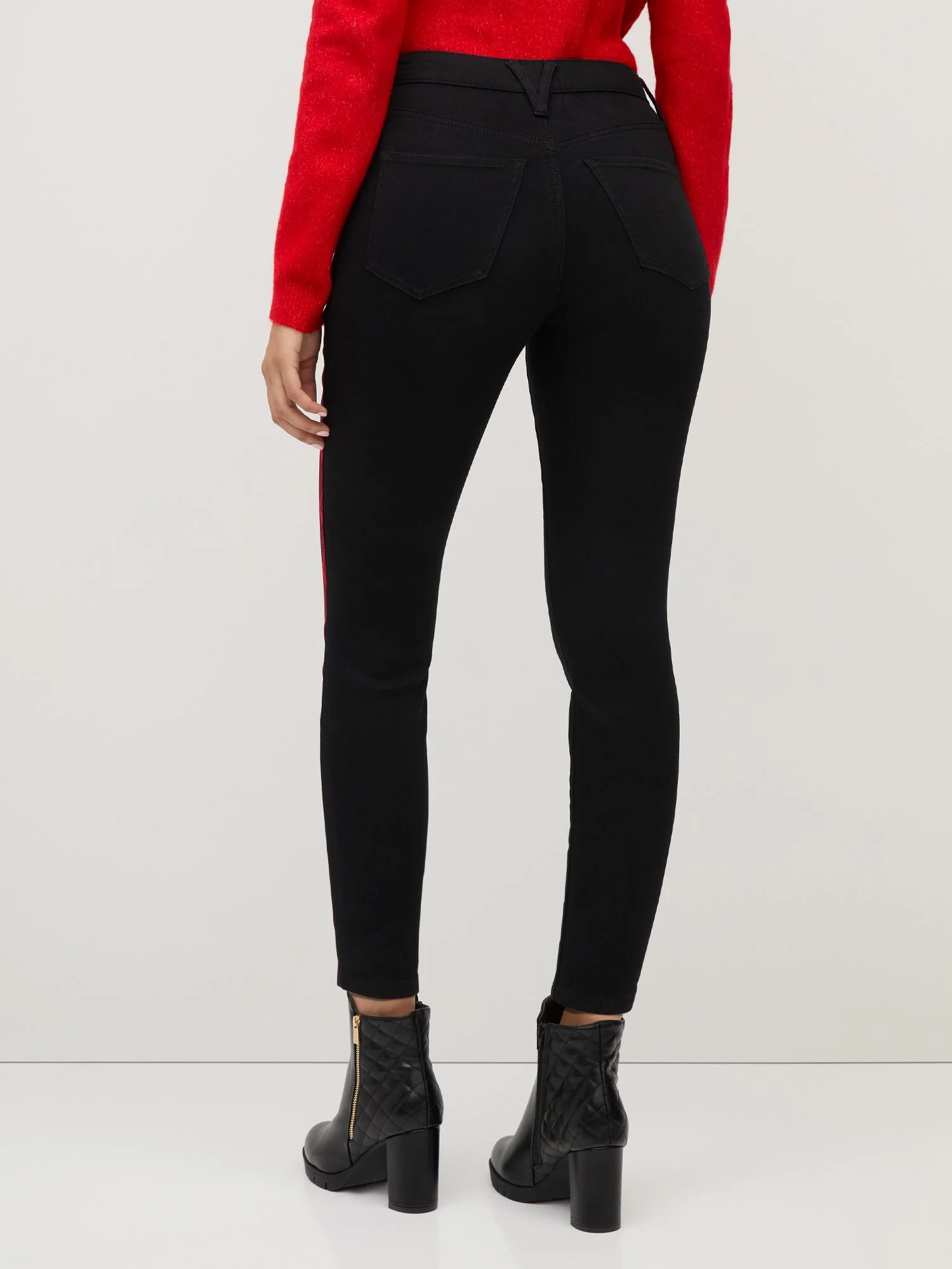 Perfect Fit High-Waisted Snake-Stripe Super-Skinny Jeans - Black - Image 3