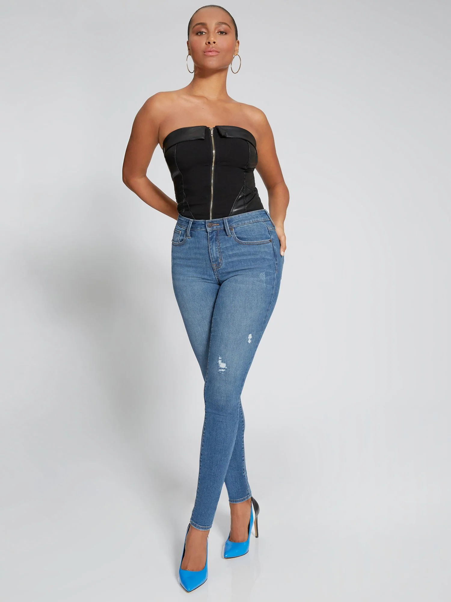 Perfect Fit High-Waisted Super-Skinny Jeans - Light Wash - Image 2
