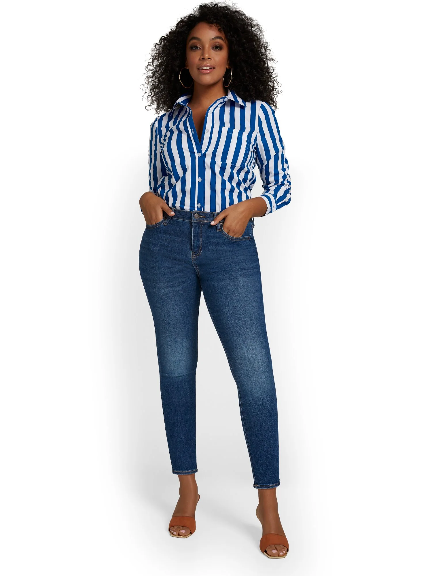 Perfect Fit Mid-Rise Super-Skinny Ankle Jeans - Medium Blue Wash - Image 6