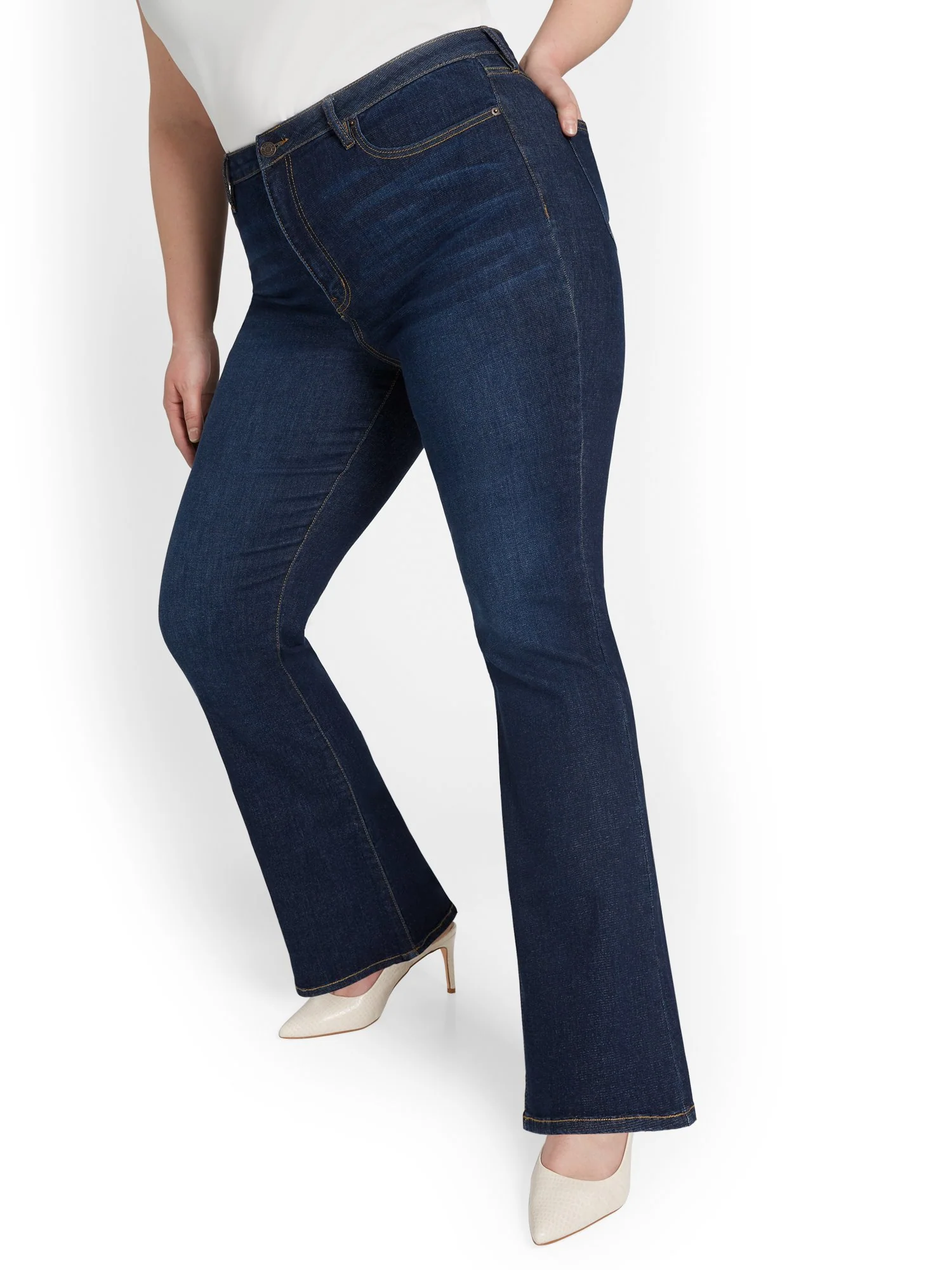Perfect Fit Ultra High-Waisted Bootcut Jeans - Dark Blue Wash - Image 3