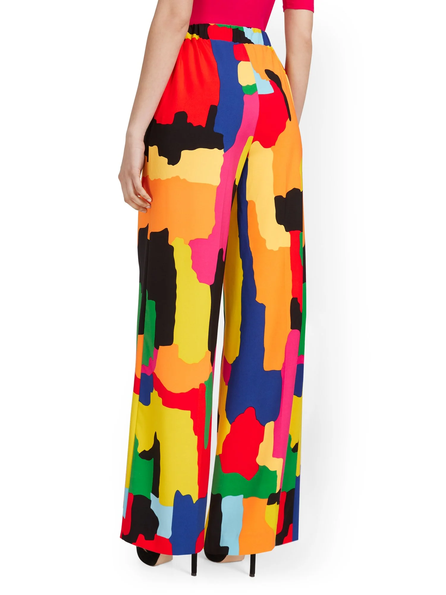 Petite Abstract Wide-Leg Tie-Waist Pant - Image 3