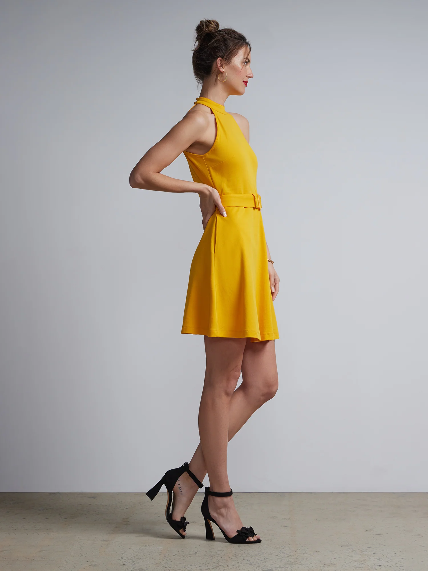 Petite Belted Halter Flare Dress - City Knits - Image 17