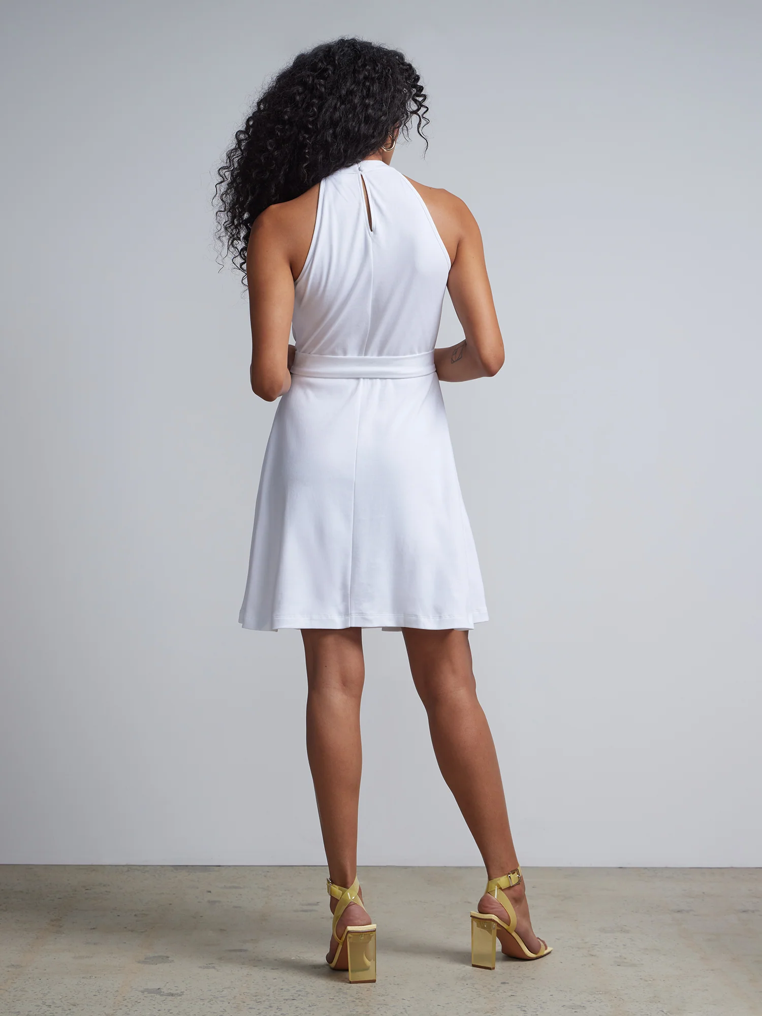 Petite Belted Halter Flare Dress - City Knits - Image 8