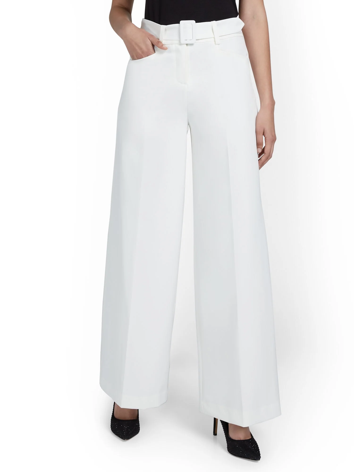 Petite Belted Wide-Leg Pant